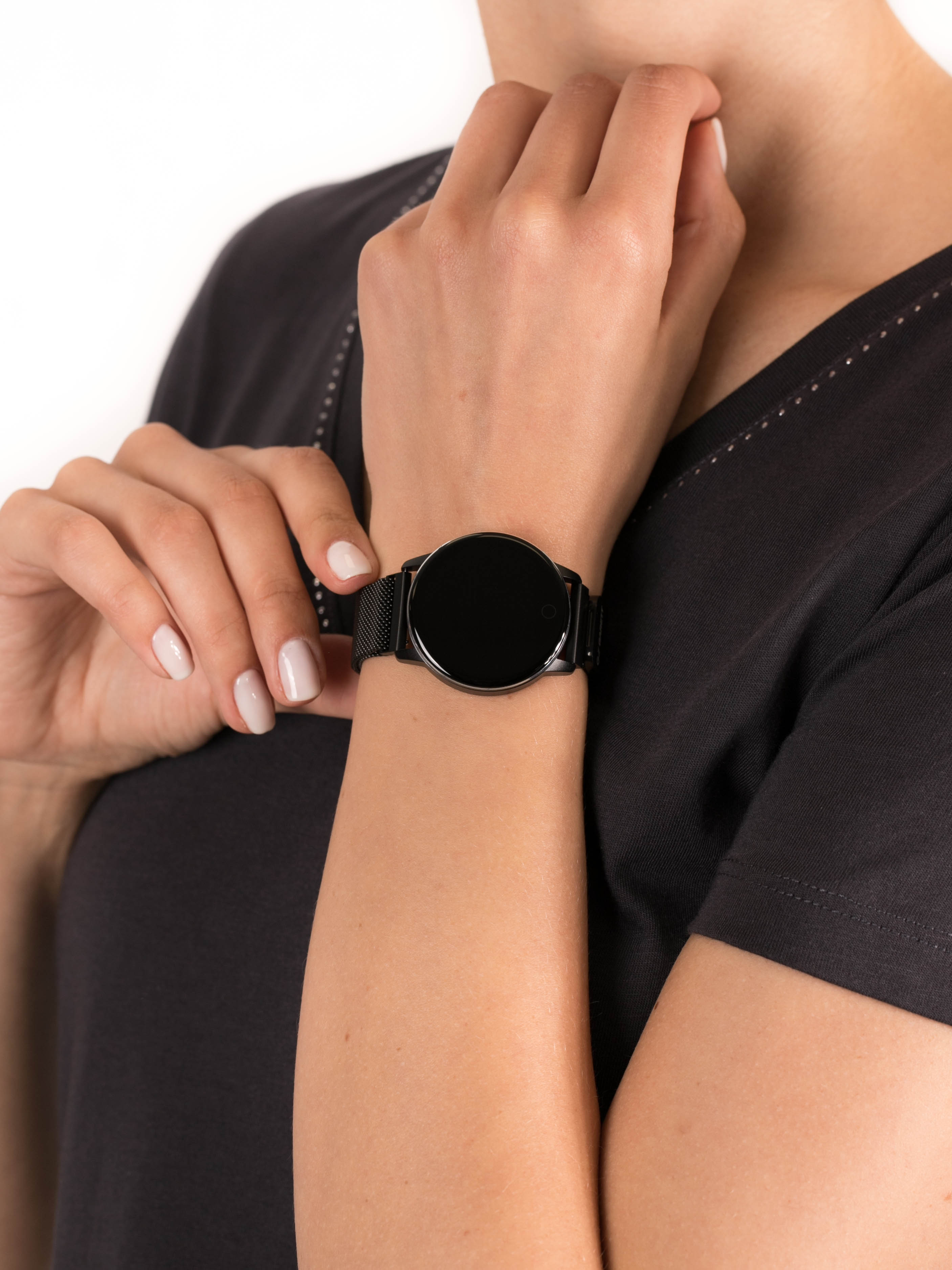 zegarek Garett 5903246286359 Smartwatch Garett Lady Bella czarny stalowy damski z krokomierz Damskie