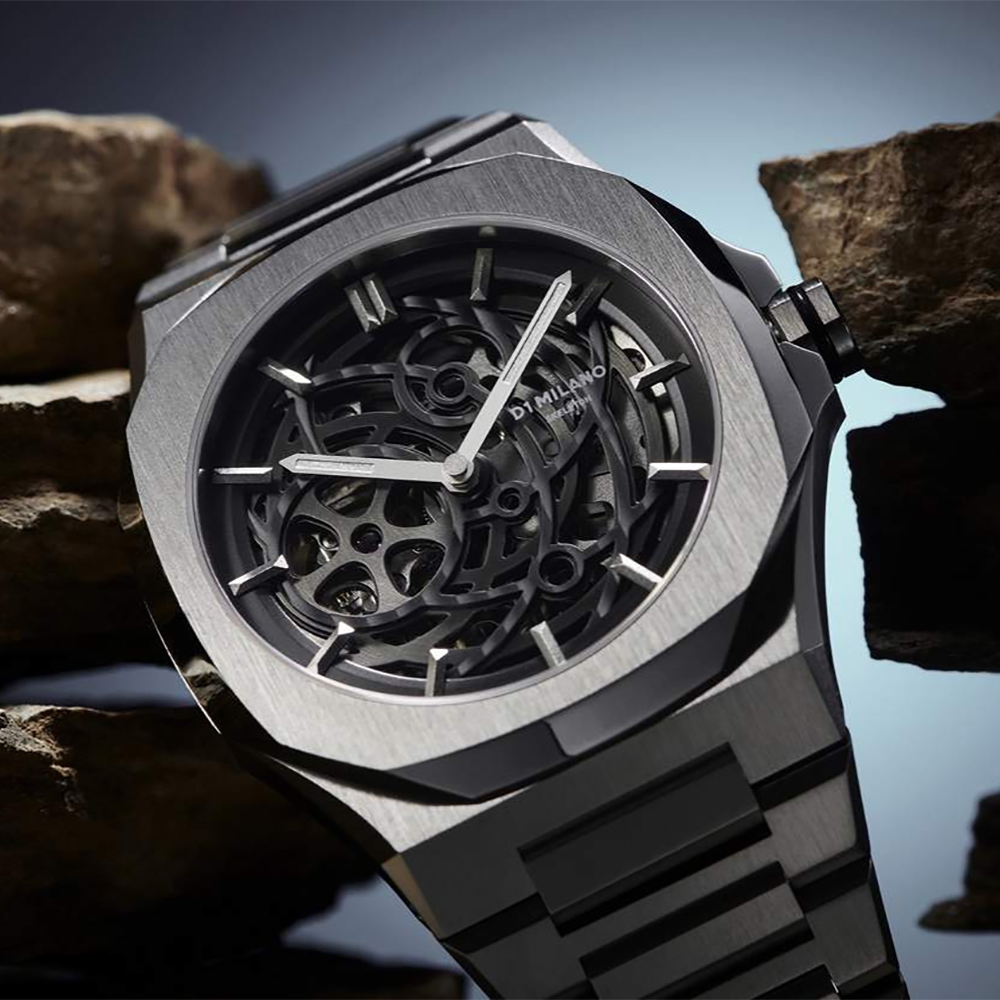 D1 Milano D1-SKBJ10 Mechanical SILVER SKELETON BRACELET 41.5 MM zegarek męski - miniatura 6