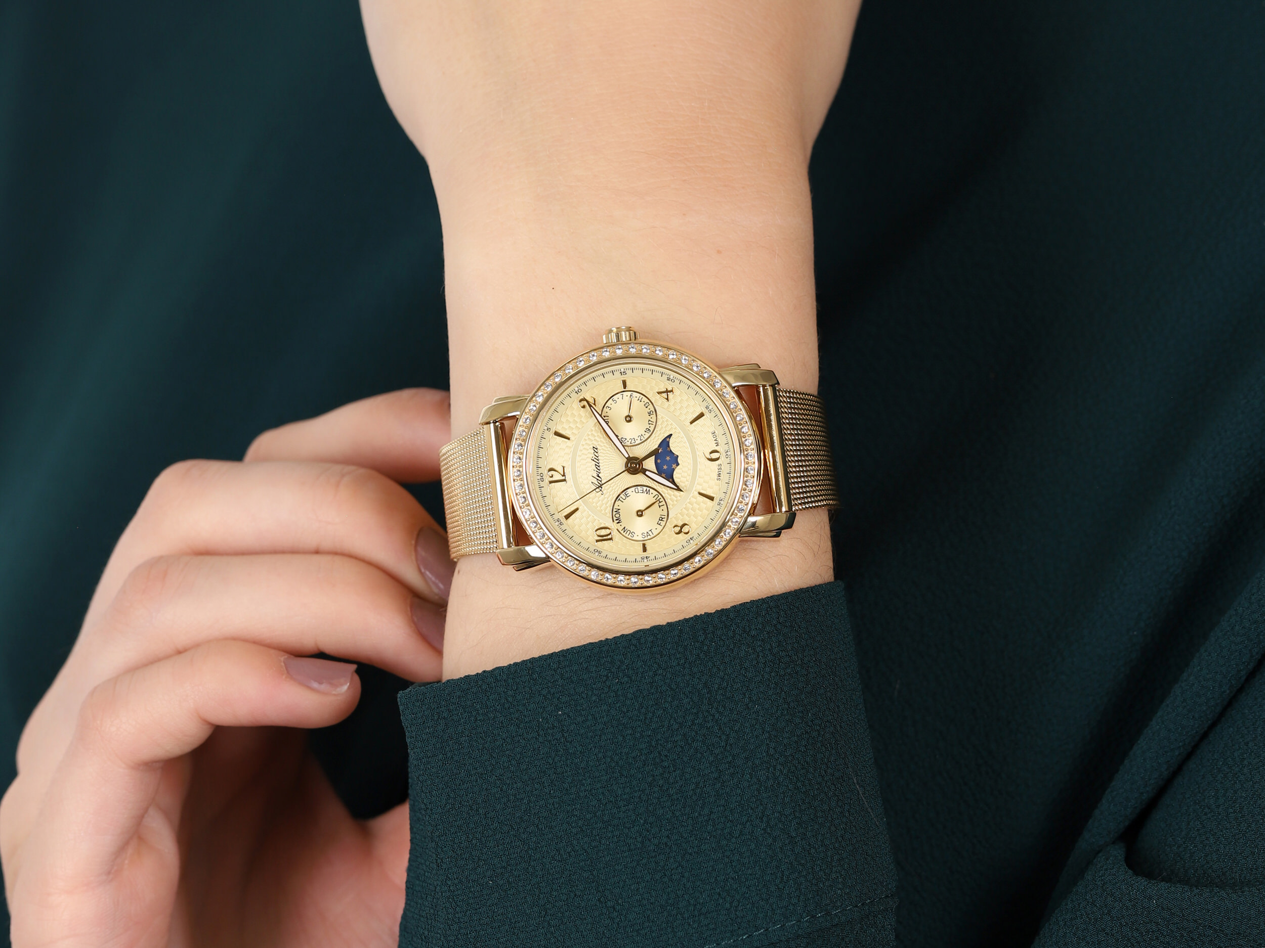 Adriatica A3678.1151QFZ Moonphase zegarek klasyczny Bransoleta - miniatura 4