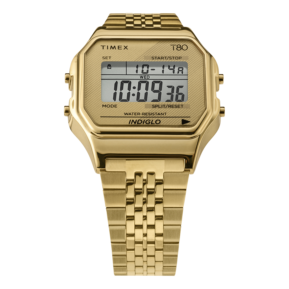 Timex TW2R79200 zegarek złoty retro T80 bransoleta