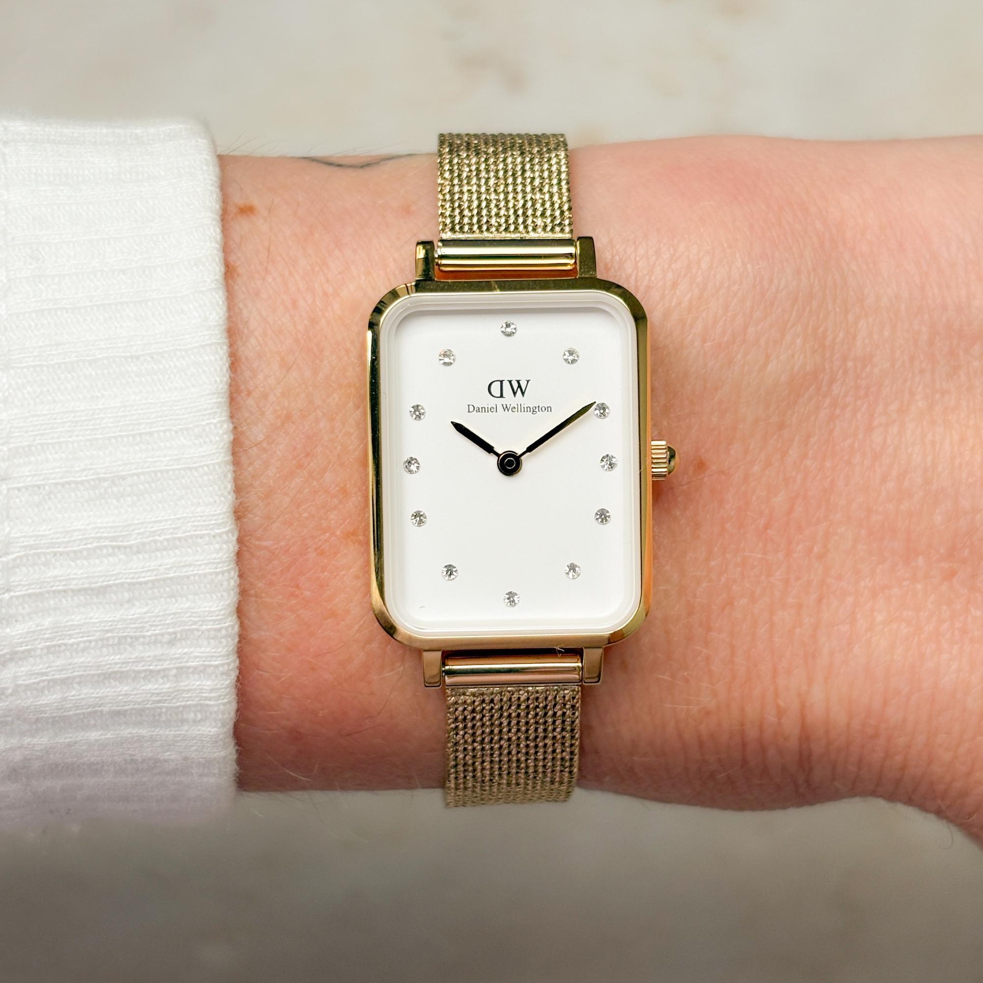 Daniel Wellington DW00100599 Quadro Quadro Lumine Pressed Evergold 20mm zegarek damski klasyczny mineralne - miniatura 8