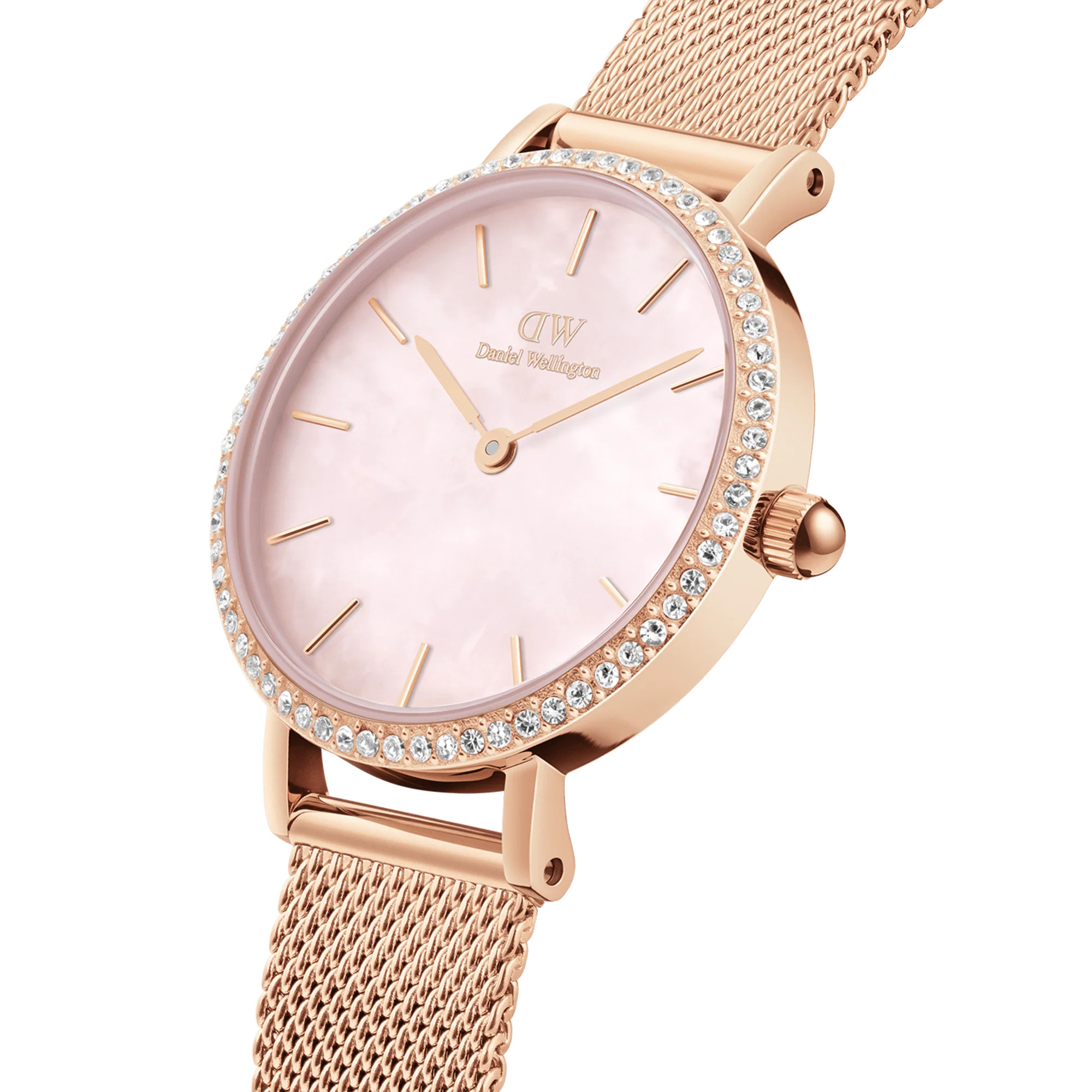 Daniel Wellington DW00100663 Petite Lumine Bezel Melrose Pink MOP 28 mm zegarek klasyczny Petite