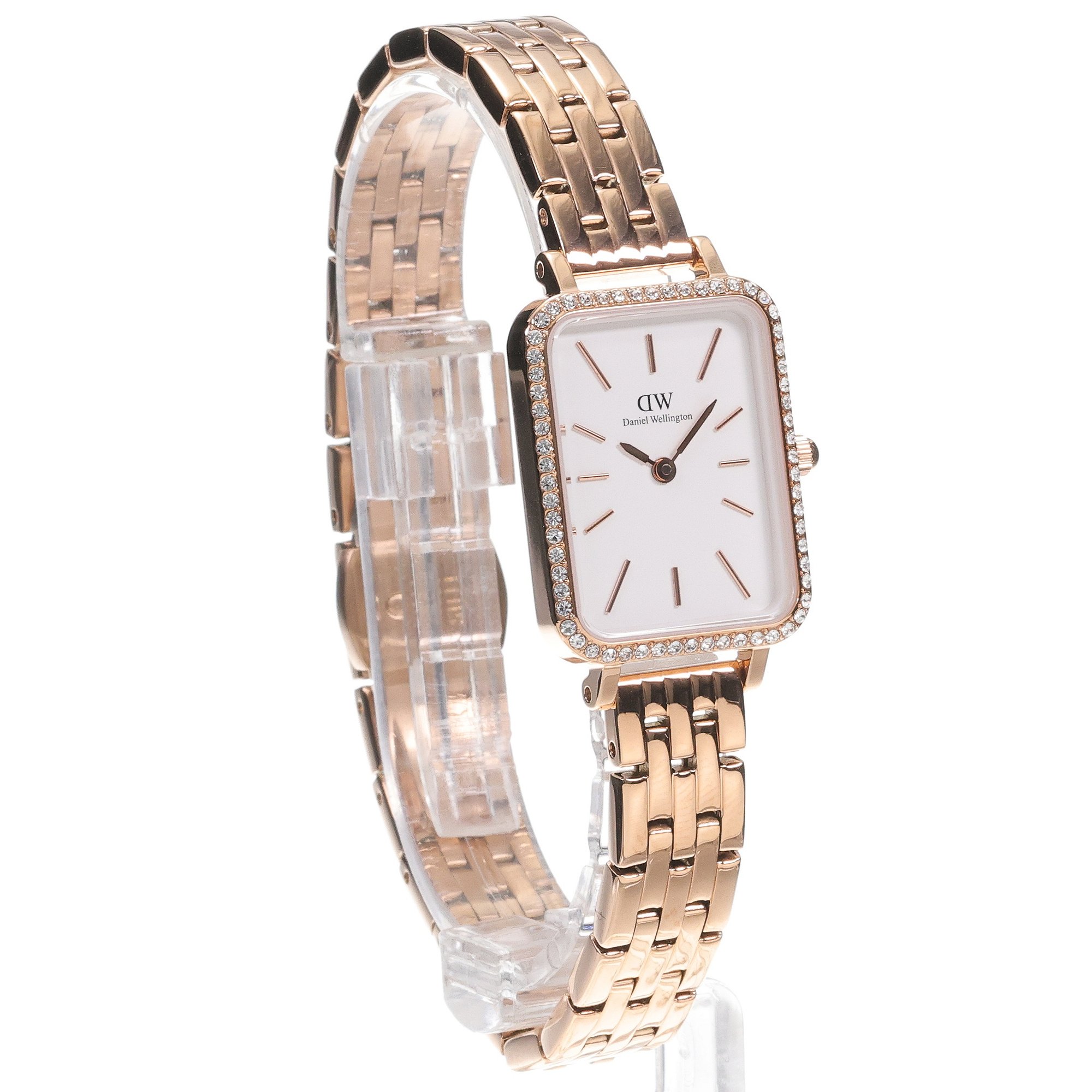 Daniel Wellington DW00100672 zegarek różowe złoto elegancki Quadro bransoleta - miniatura 3