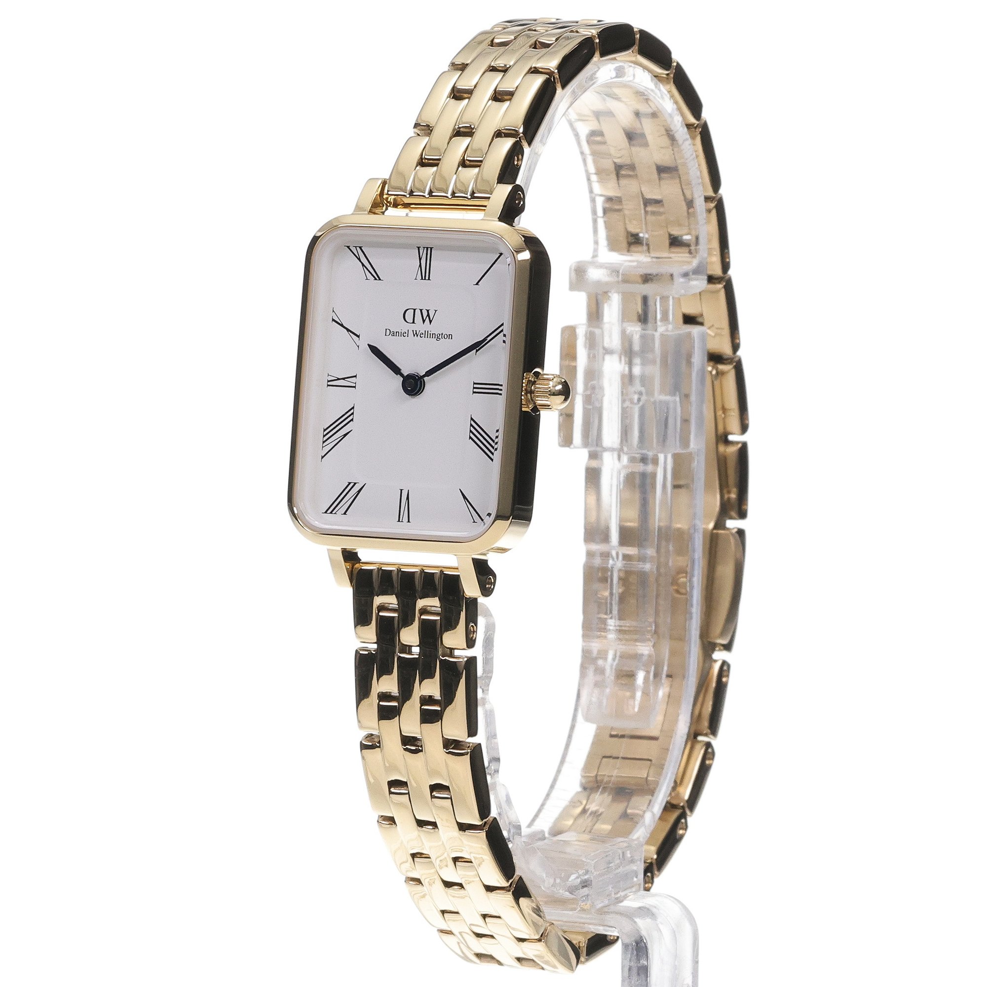 Daniel Wellington DW00100688 Quadro Quadro Roman Numerals 5-Link Gold 20mm zegarek damski klasyczny mineralne - miniatura 2