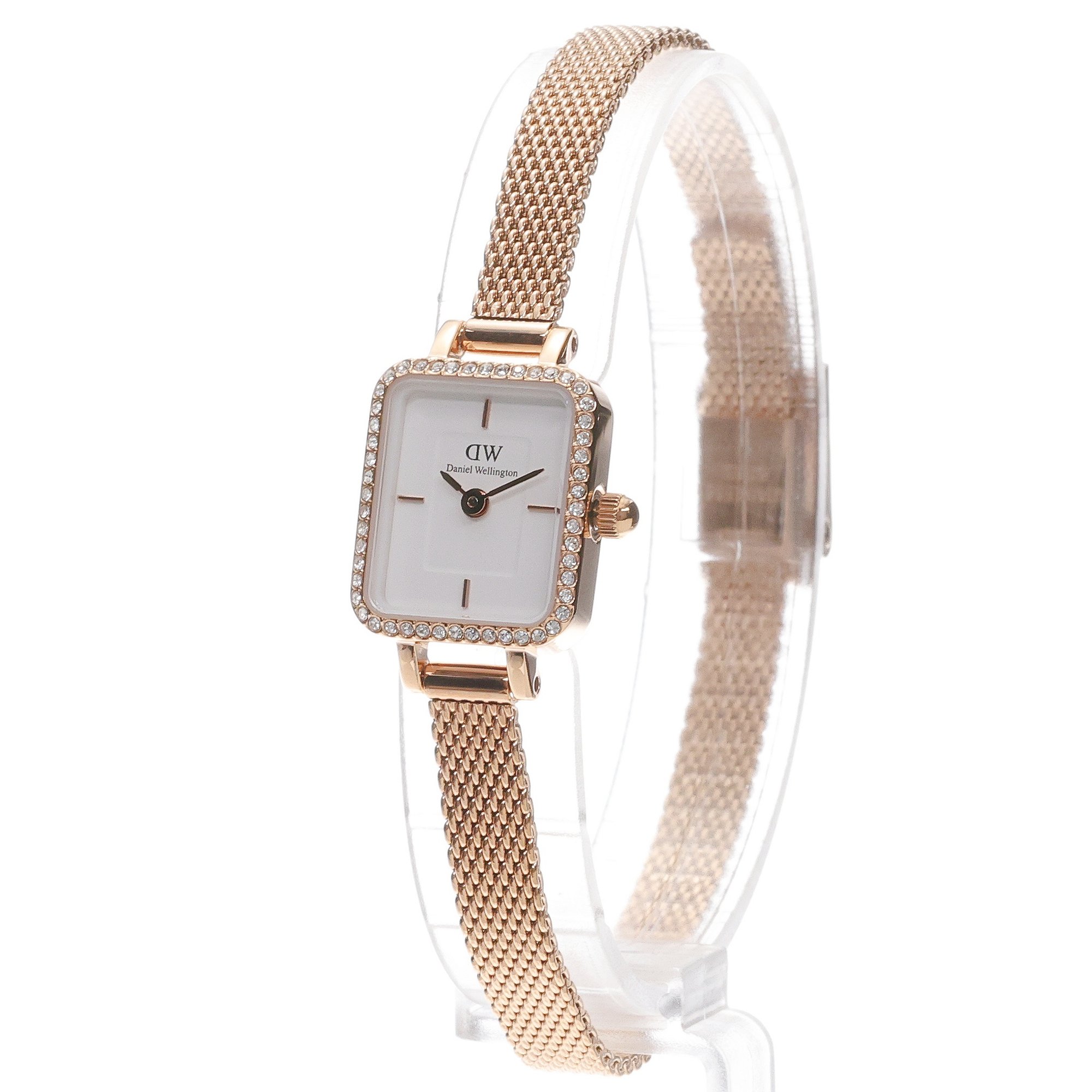 Daniel Wellington DW00100731 Quadro Quadro Mini Lumine Bezel Rose Gold 15mm zegarek damski fashion-modowy mineralne - miniatura 2