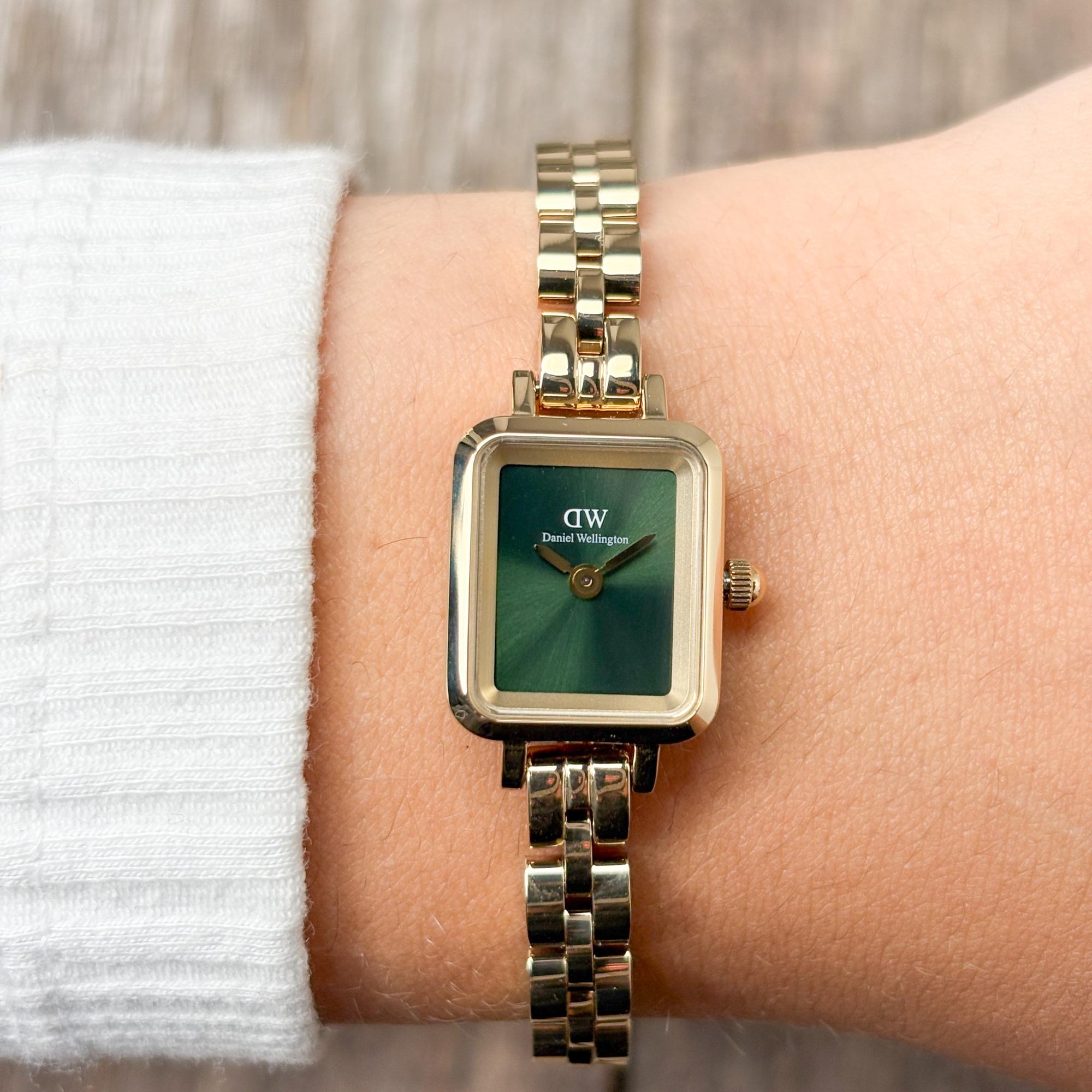 Daniel Wellington DW00100852 Damskie Quadro Mini Arch 3-link Emerald Sunray Gold zegarek damski klasyczny mineralne - miniatura 8