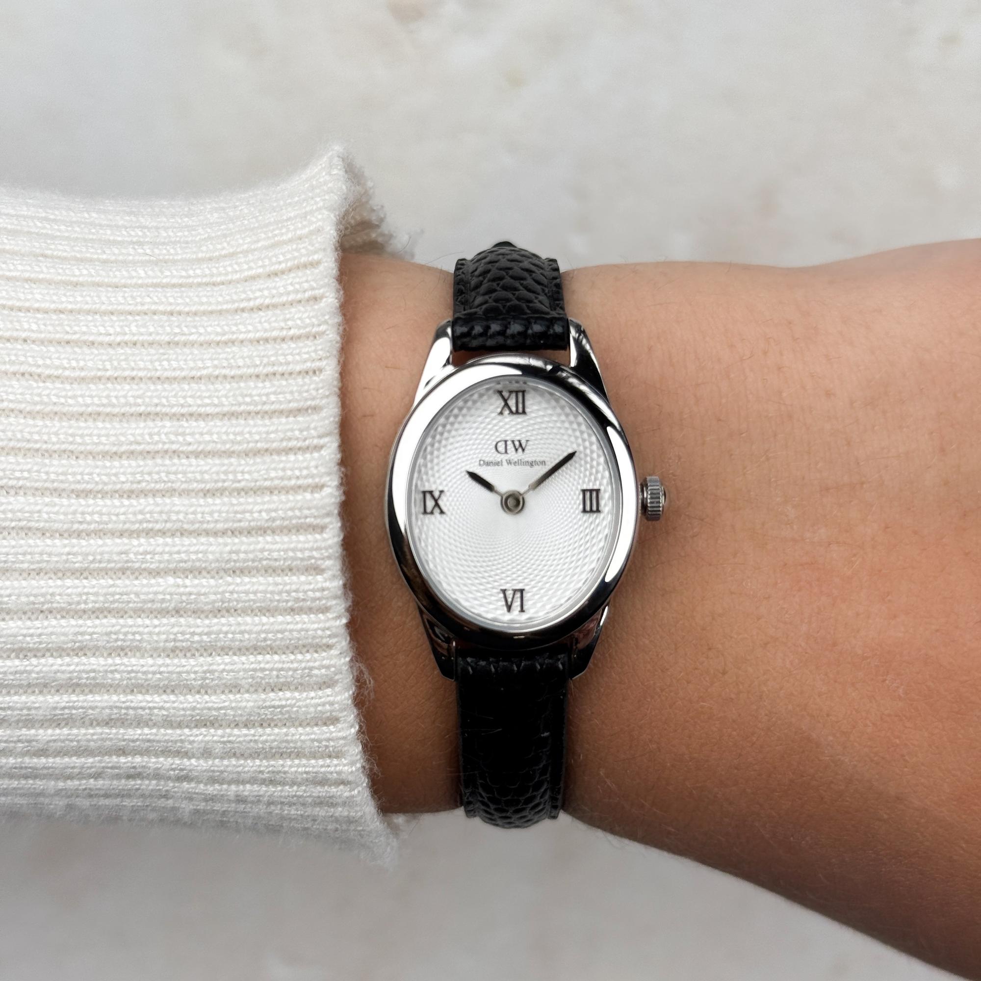 Daniel Wellington DW00100887 Ophelia Mini Black Lizard White Guilloche Silver Damskie klasyczny zegarek srebrny - miniatura 9