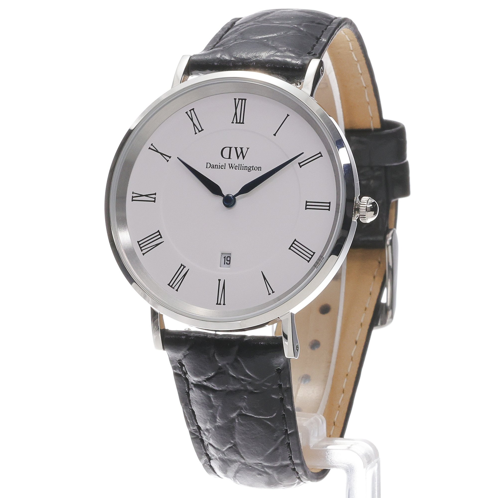 Daniel Wellington DW00100914 Męskie Classic Roman Numerals Date Black Croc Belly Silver zegarek męski klasyczny mineralne