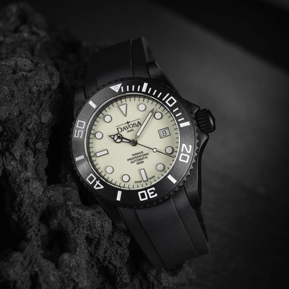 Davosa 16158310 zegarek czarny klasyczny Diving bransoleta - miniatura 5
