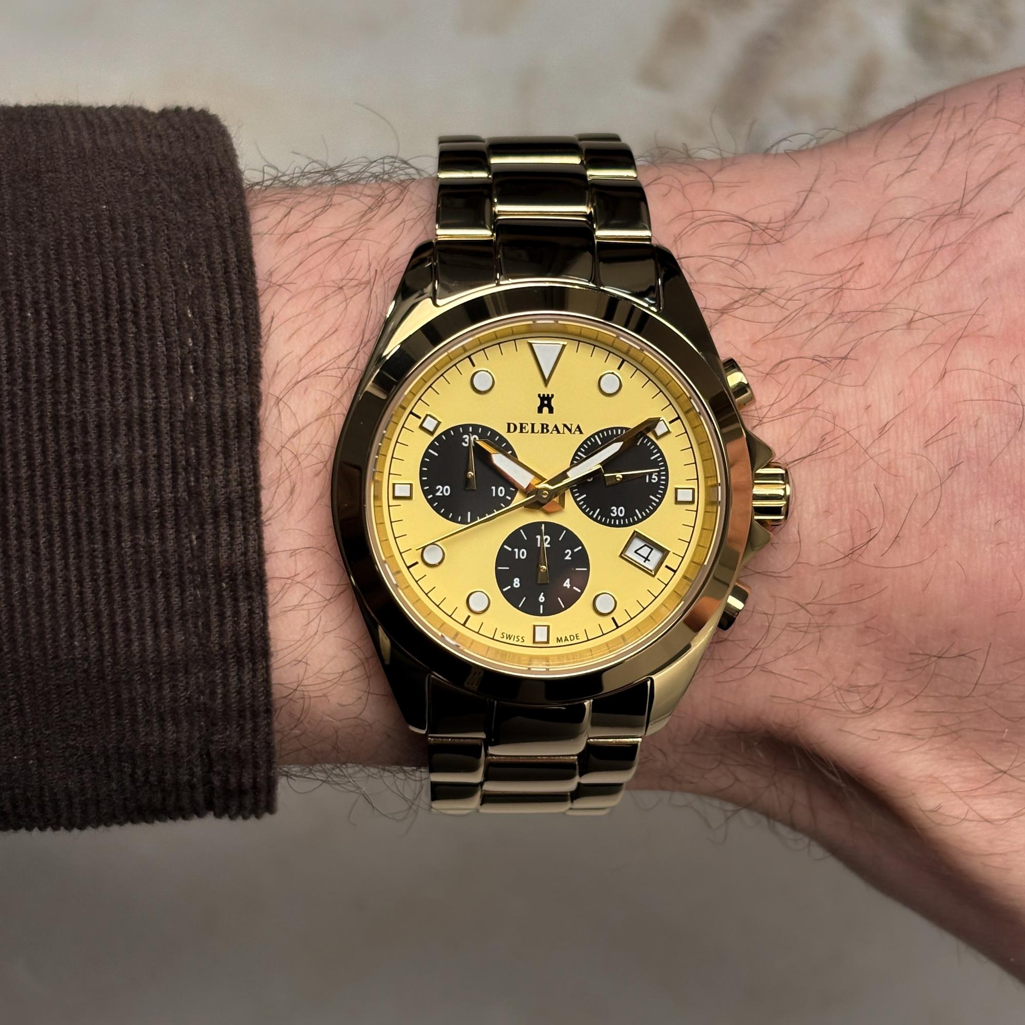 Delbana 427017646021 Ravenna Chronograph Ravenna elegancki zegarek złoty - miniatura 9