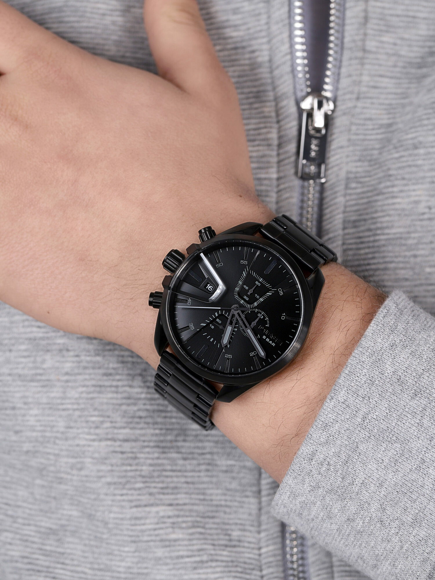 Diesel DZ4537 zegarek czarny sportowy MS9 Chrono bransoleta - miniatura 3