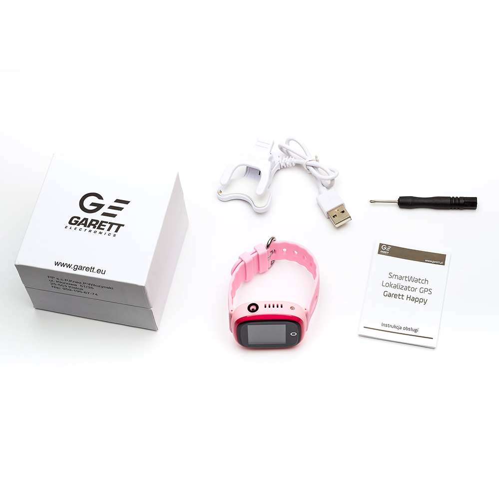 zegarek Garett 5903246280531 Smartwatch Garett Kids Happy Różowy dla dzieci z gps Dla dzieci