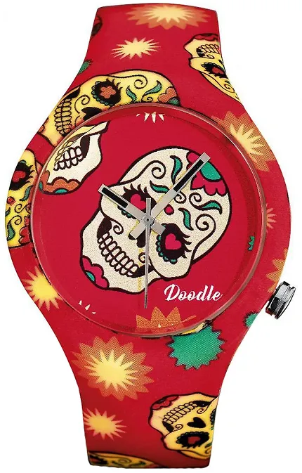 Doodle DOCA001 Doodle The Original RED SKULL DOODLE WATCH - zdjęcie 1