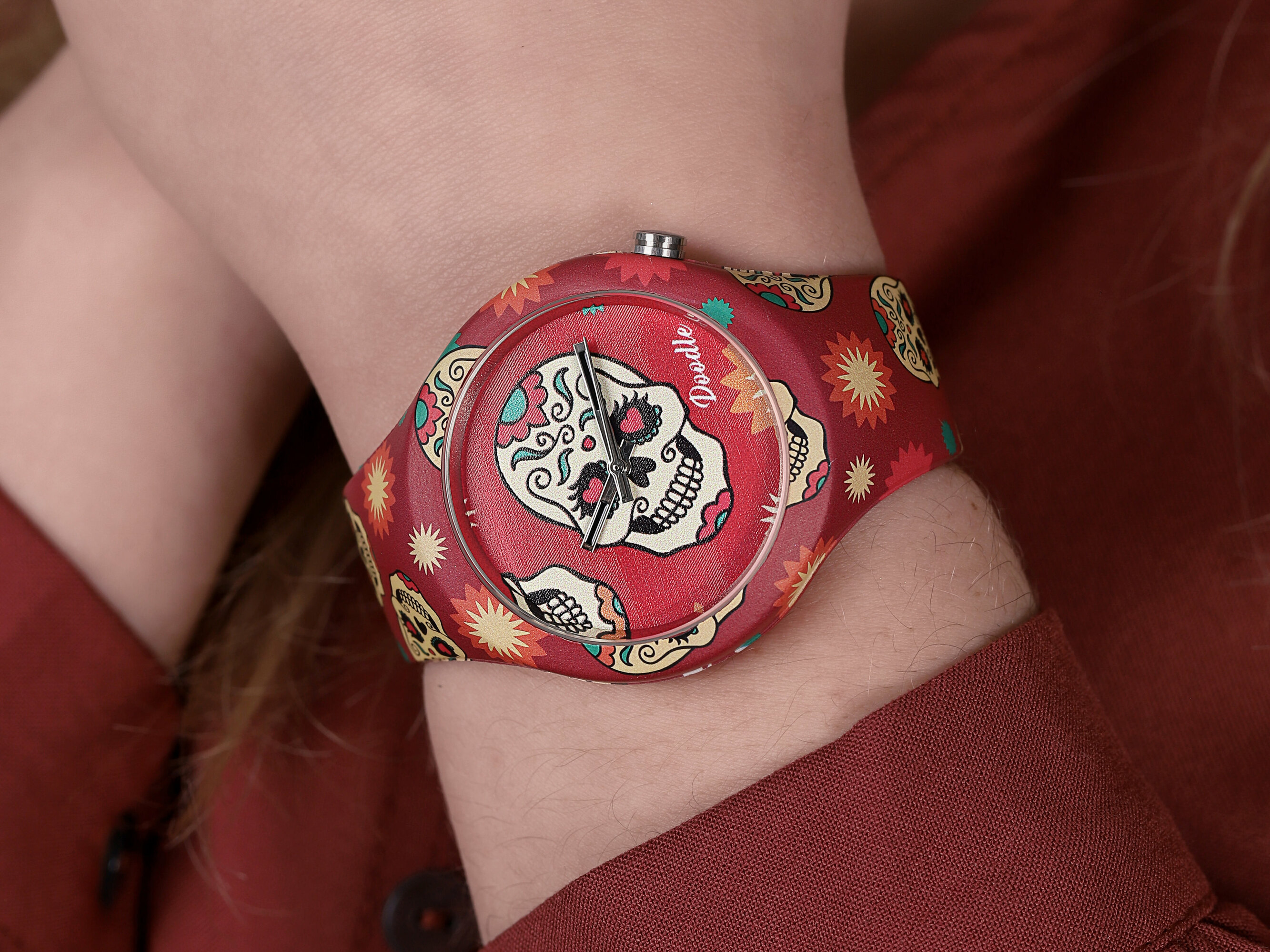Doodle DOCA001 RED SKULL DOODLE WATCH zegarek klasyczny Doodle The Original - miniatura 4
