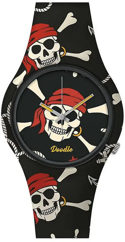 Doodle DOSK004 Doodle The Original BLACK PIRATES SKULLS DOODLE WATCH - zdjęcie 1