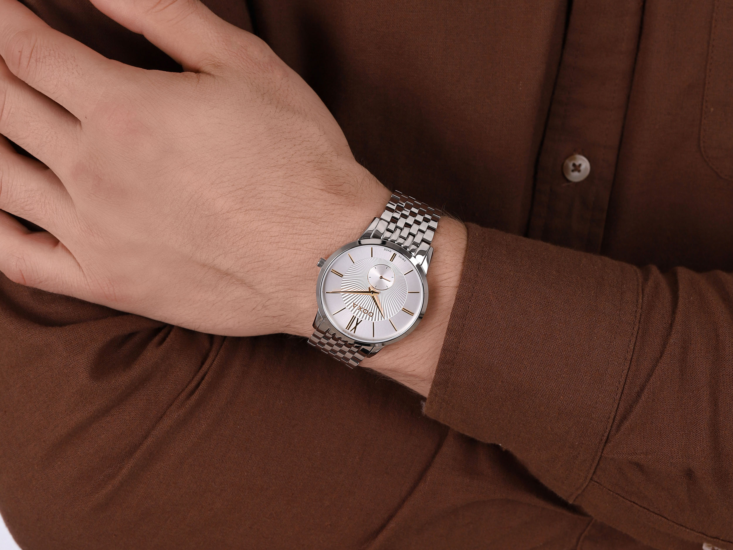 Doxa 105.10.022Y.10 męski zegarek Slim Line bransoleta - miniatura 4