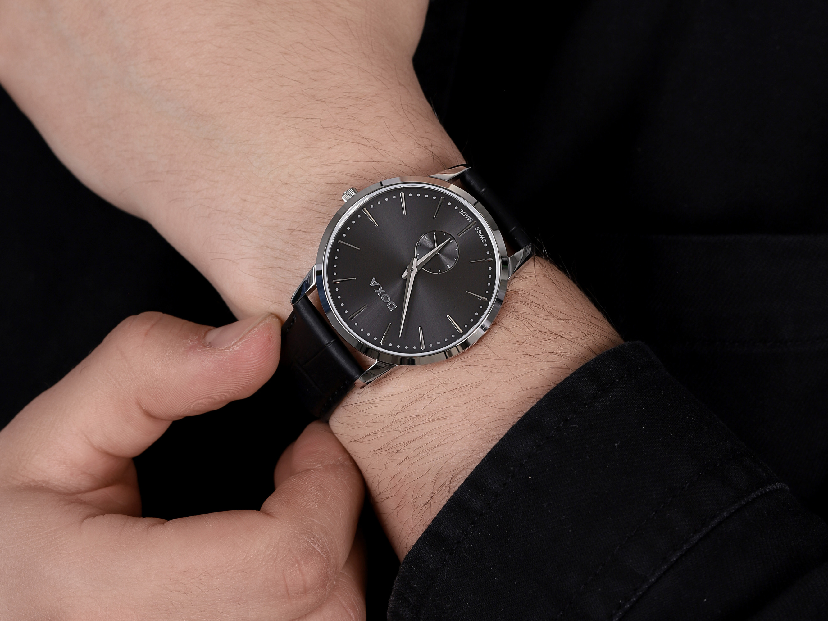 Doxa 105.10.101.01 Slim Line zegarek męski klasyczny szafirowe - miniatura 4