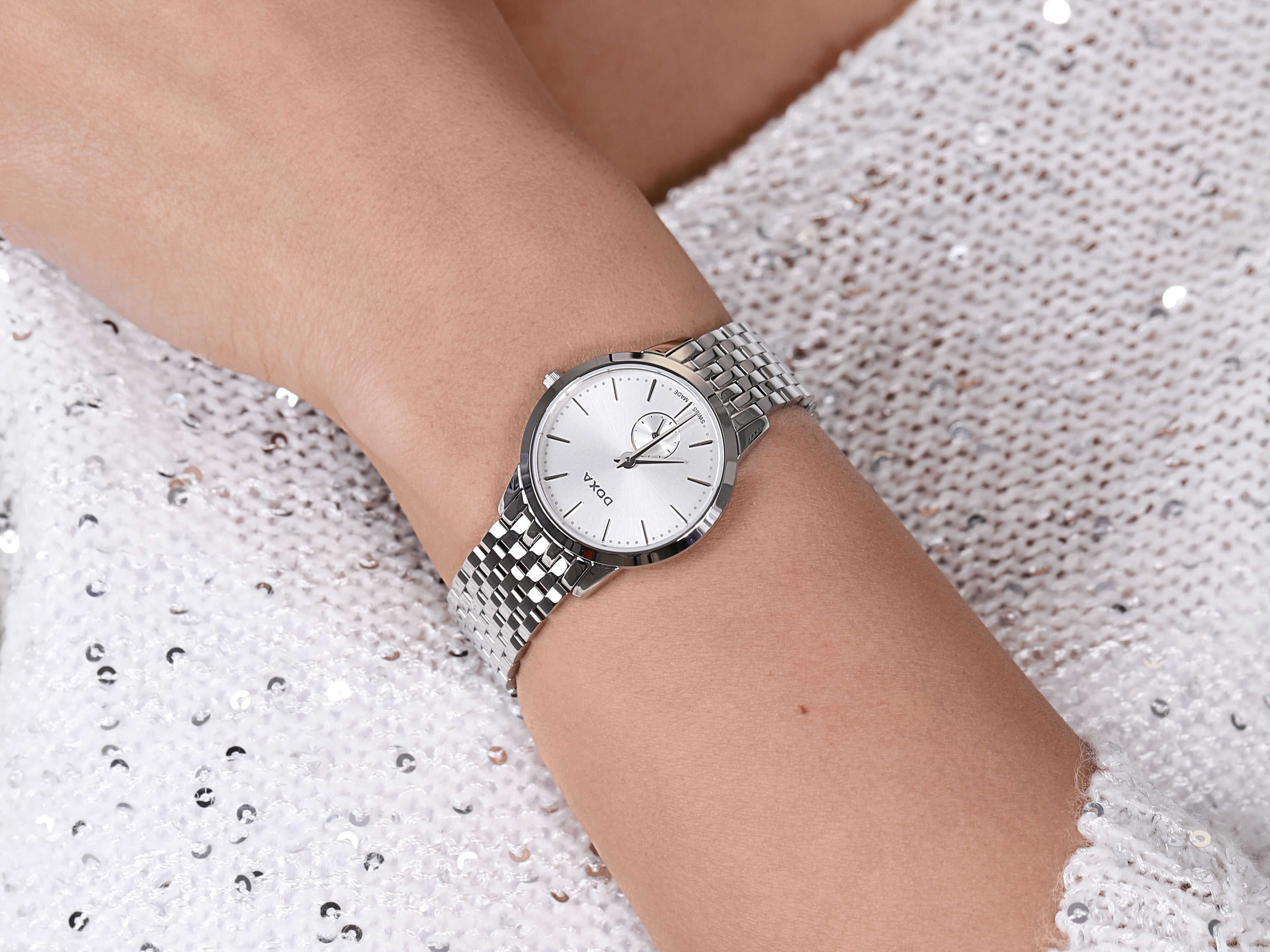 Doxa 105.15.021.10 zegarek srebrny klasyczny Slim Line bransoleta - miniatura 4