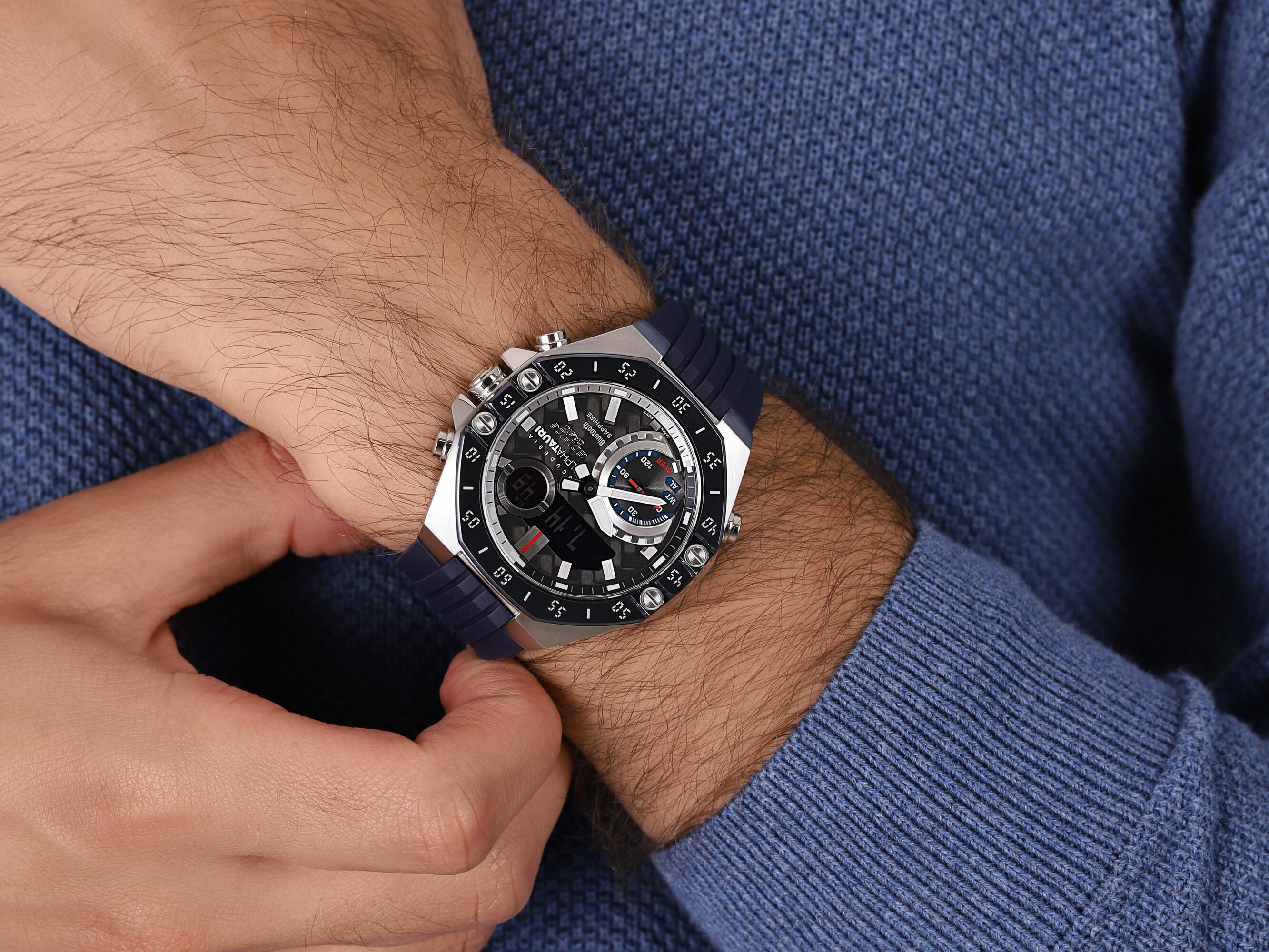 EDIFICE ECB-10AT-1AER zegarek męski sportowy EDIFICE Premium pasek