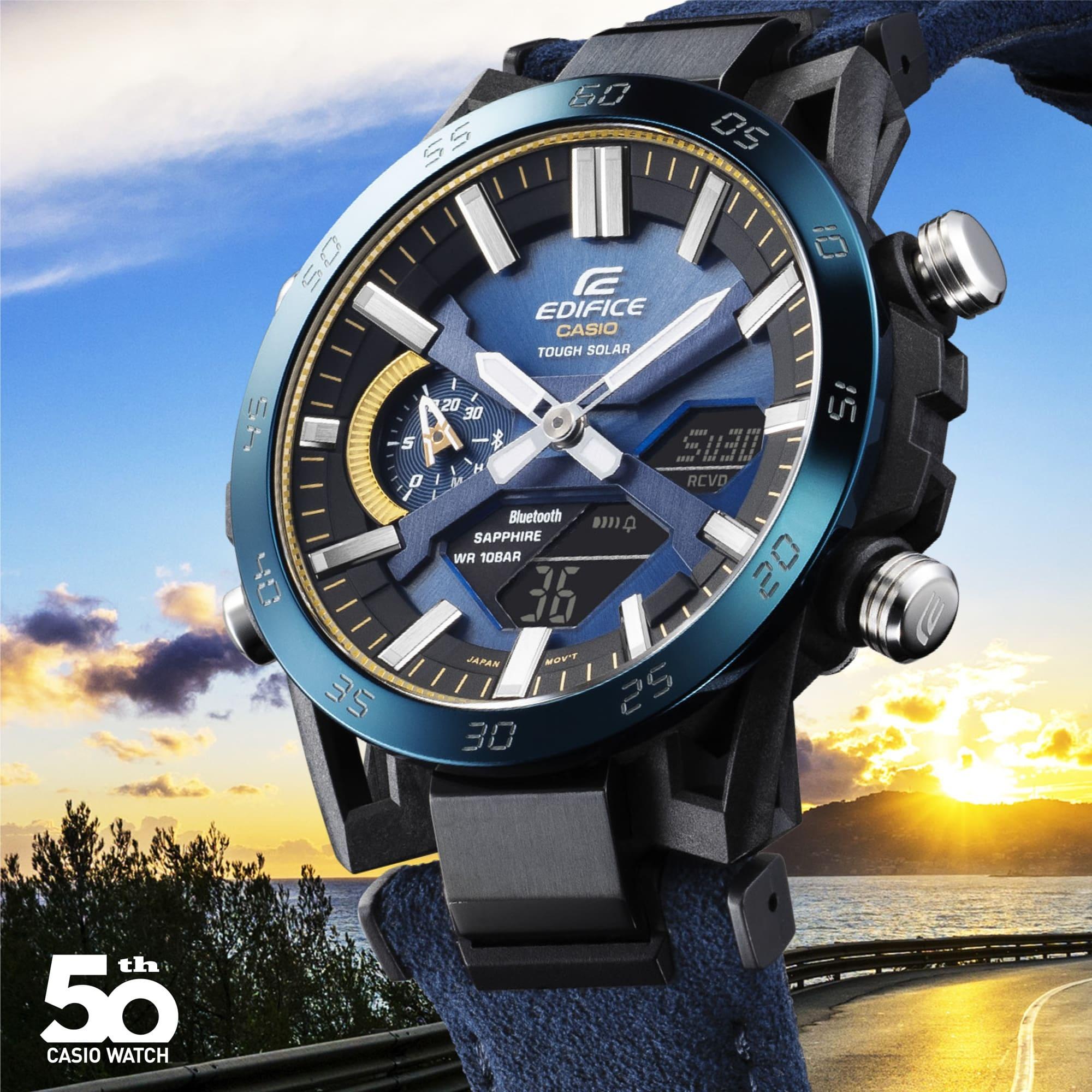 EDIFICE ECB-2000SS-2AER EDIFICE Premium Edifice Sky and Sea Casio 50th Anniversary zegarek męski sportowy mineralne
