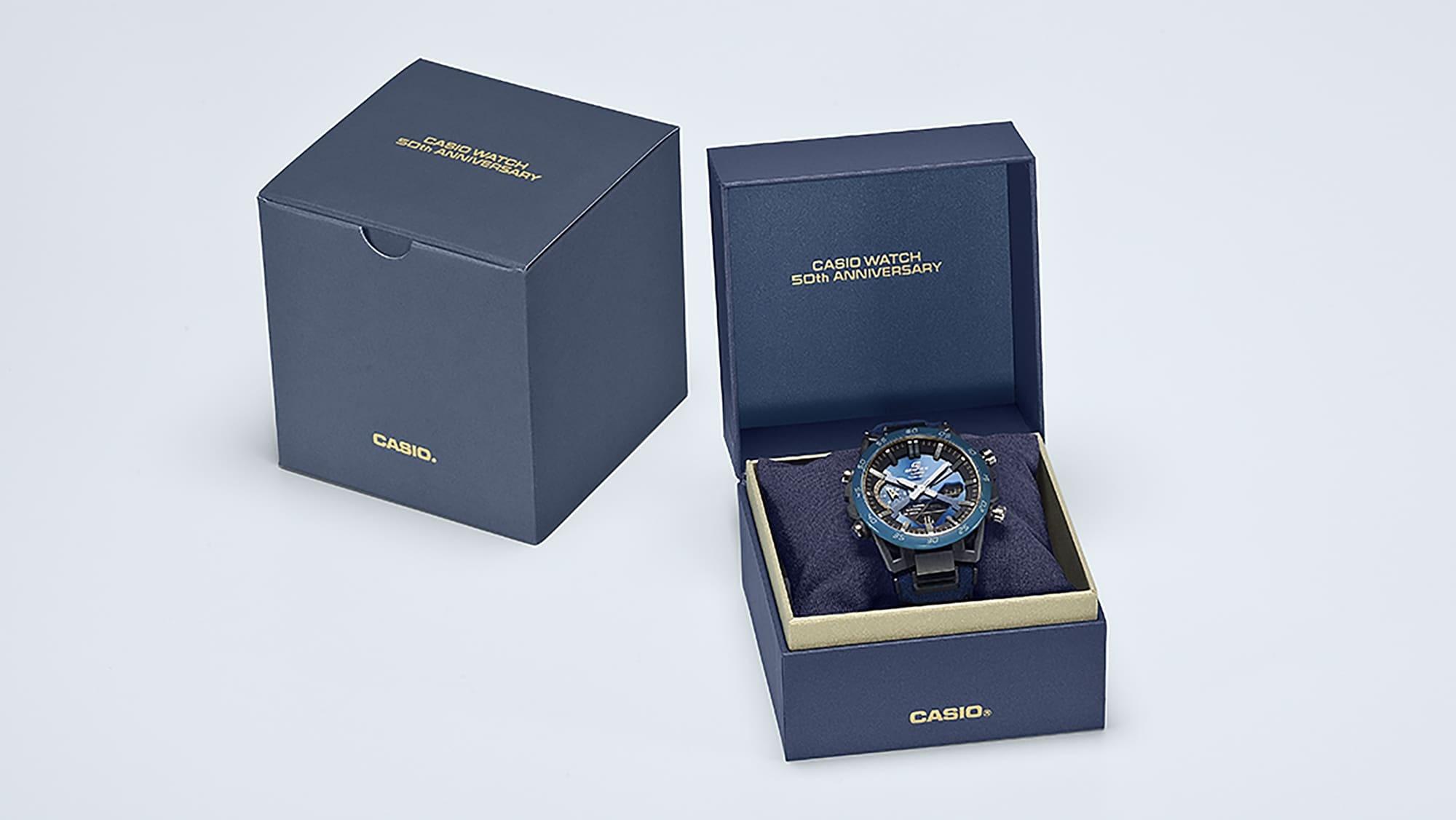 EDIFICE ECB-2000SS-2AER Edifice Sky and Sea Casio 50th Anniversary EDIFICE Premium sportowy zegarek czarny