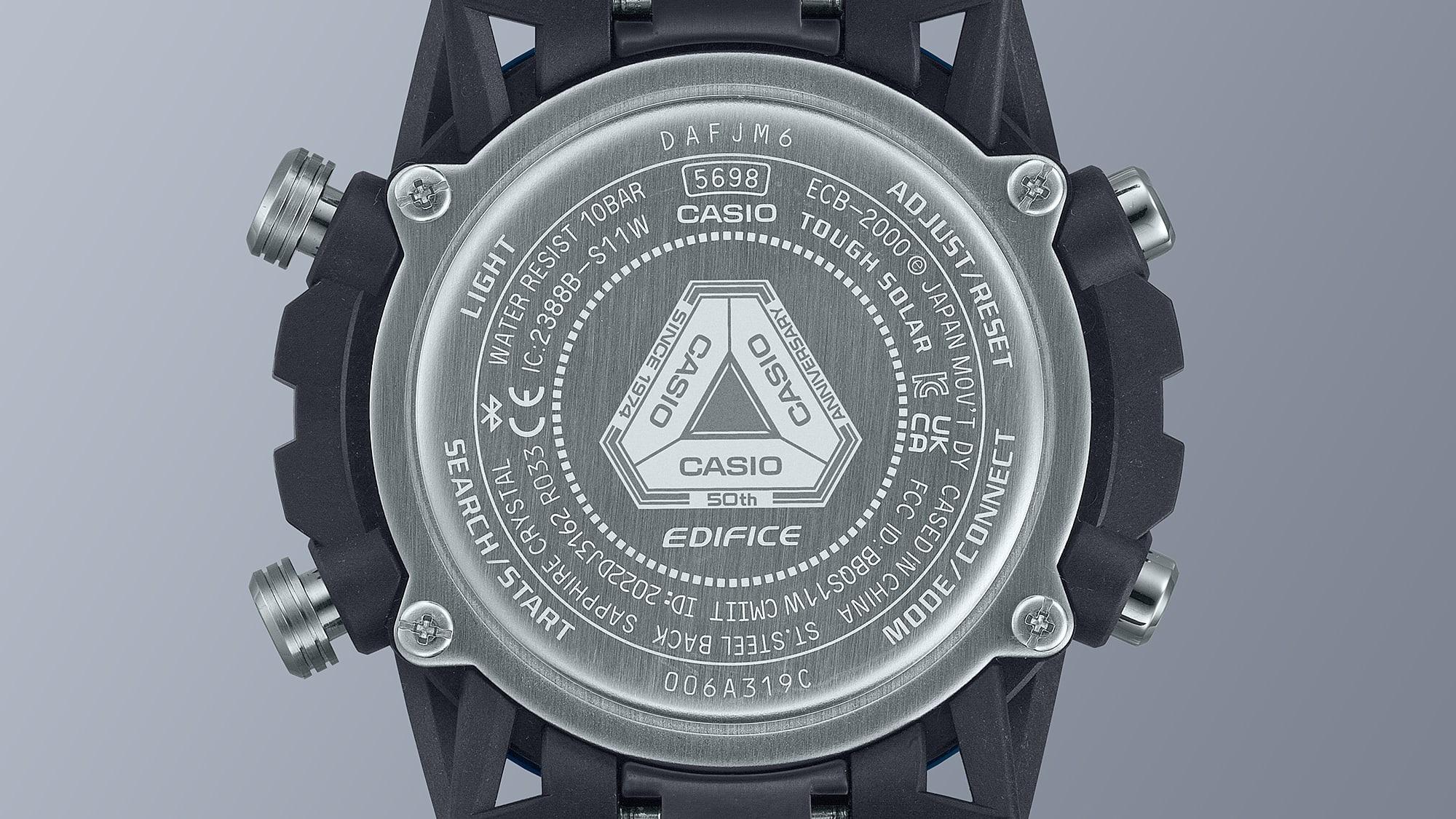 EDIFICE ECB-2000SS-2AER zegarek czarny sportowy EDIFICE Premium pasek