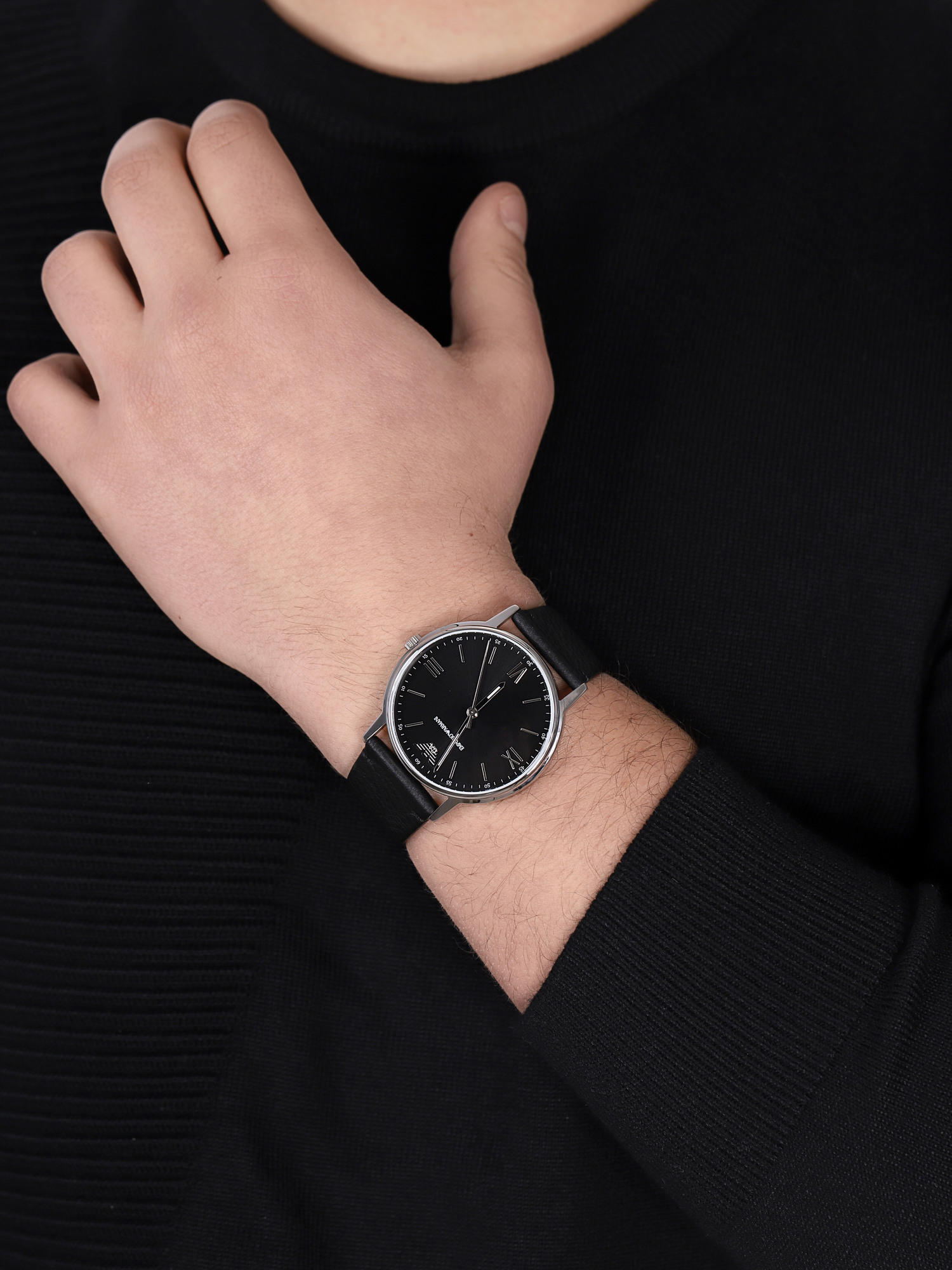 Emporio Armani AR11013 zegarek srebrny klasyczny Classics pasek - miniatura 3