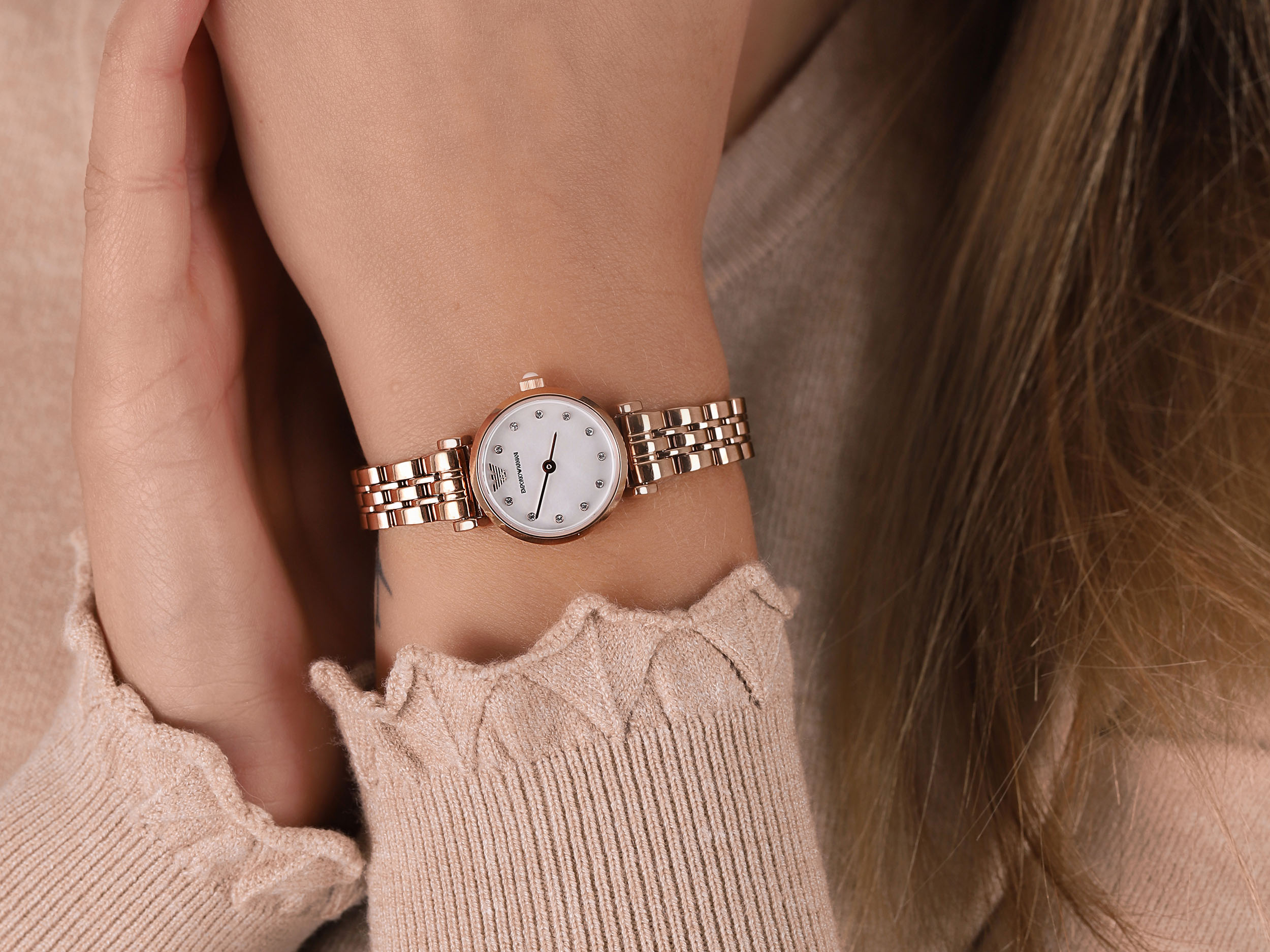 Emporio Armani AR11203 zegarek różowe złoto klasyczny Ladies bransoleta - miniatura 4