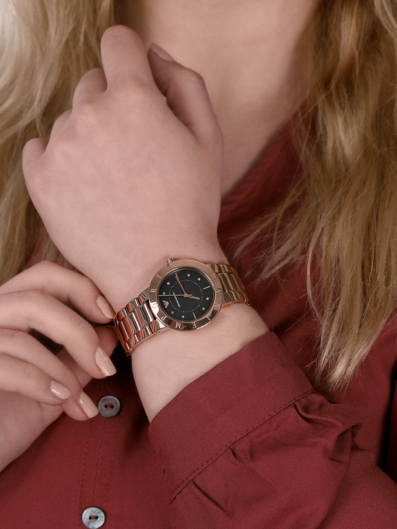 Emporio Armani AR11251 zegarek różowe złoto klasyczny Ladies bransoleta - miniatura 3