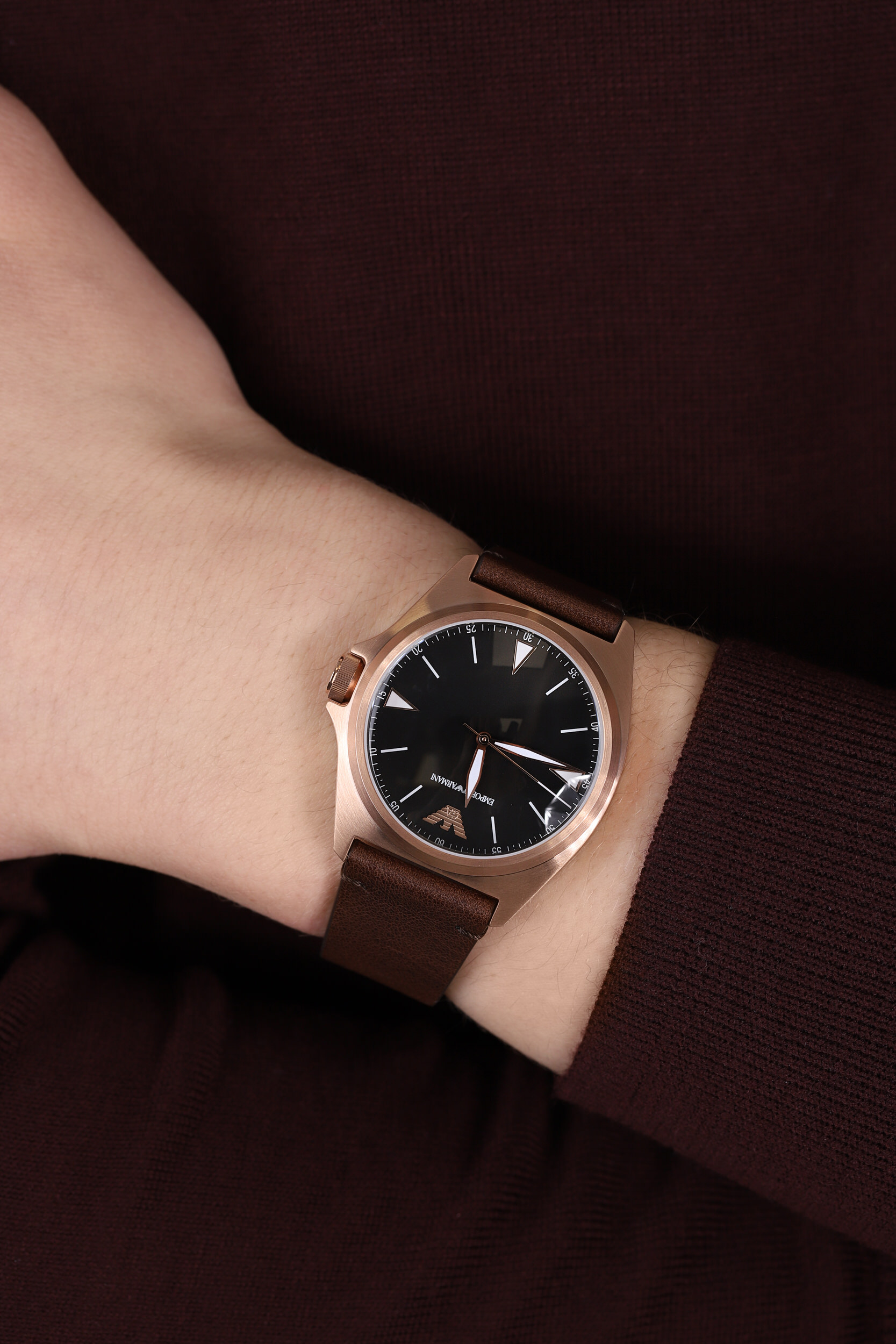 Emporio Armani AR11258 zegarek różowe złoto klasyczny Classics pasek - miniatura 3