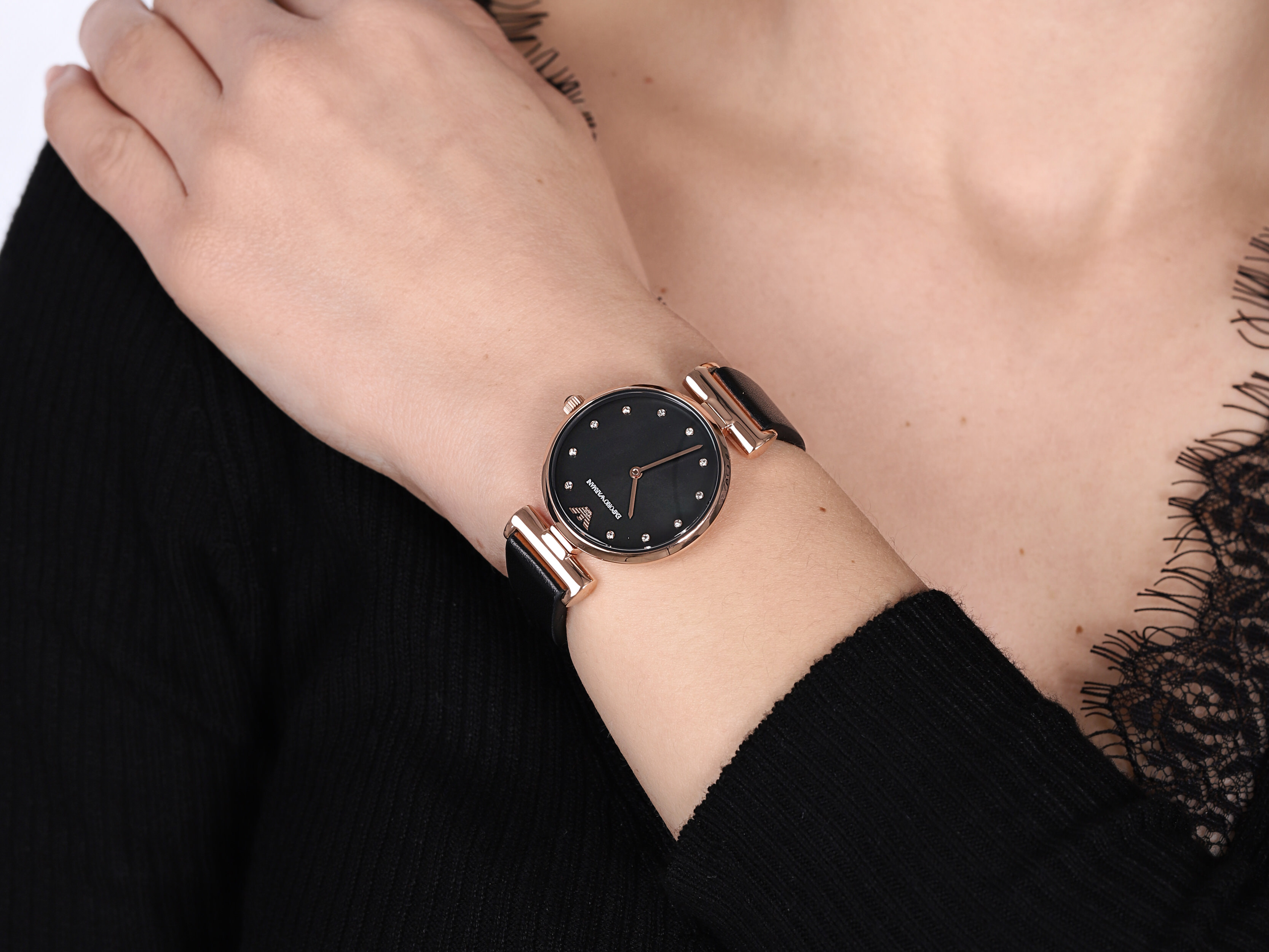 Emporio Armani AR11296 zegarek różowe złoto klasyczny Ladies pasek - miniatura 4