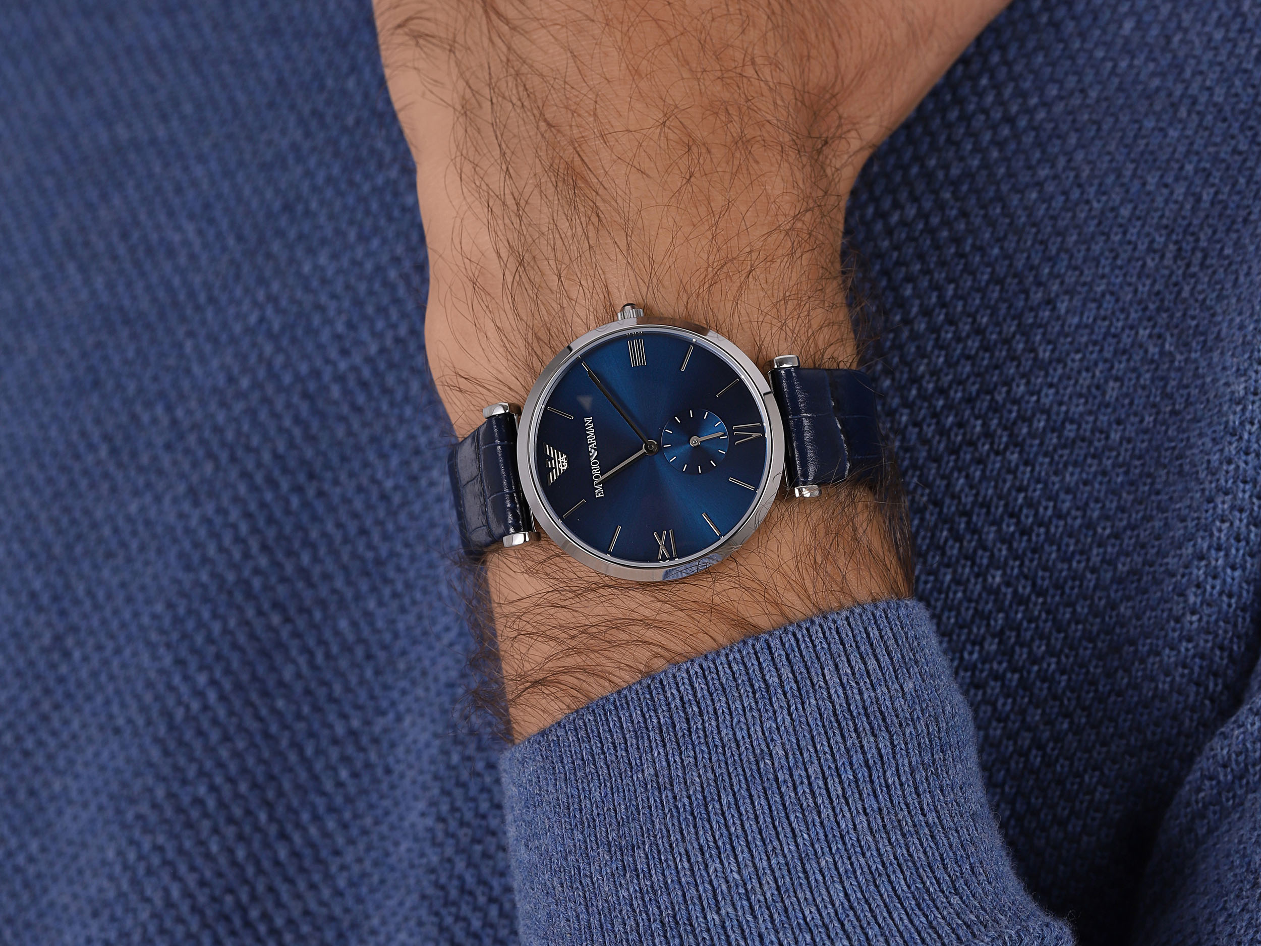 Emporio Armani AR11300 zegarek srebrny klasyczny Classics pasek - miniatura 4