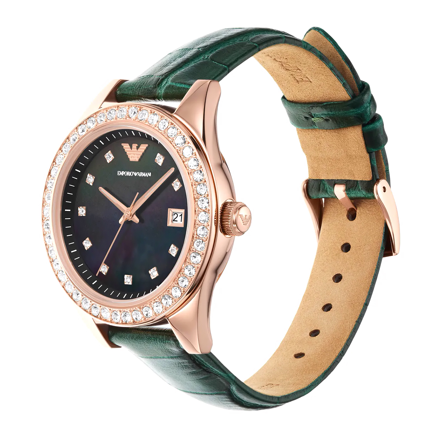 Emporio Armani AR11506 zegarek różowe złoto klasyczny Ladies pasek - miniatura 3
