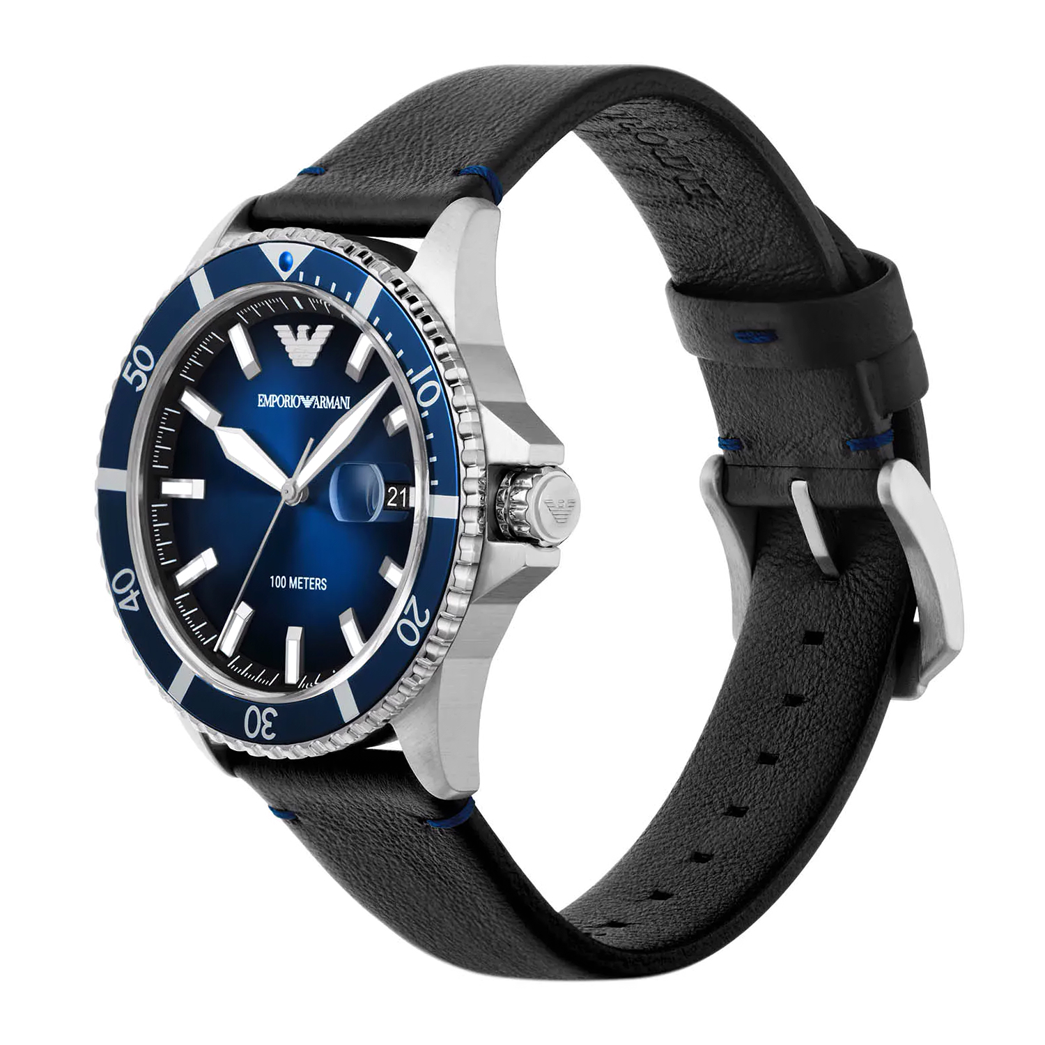 Emporio Armani AR11516 zegarek srebrny klasyczny Diver pasek - miniatura 3