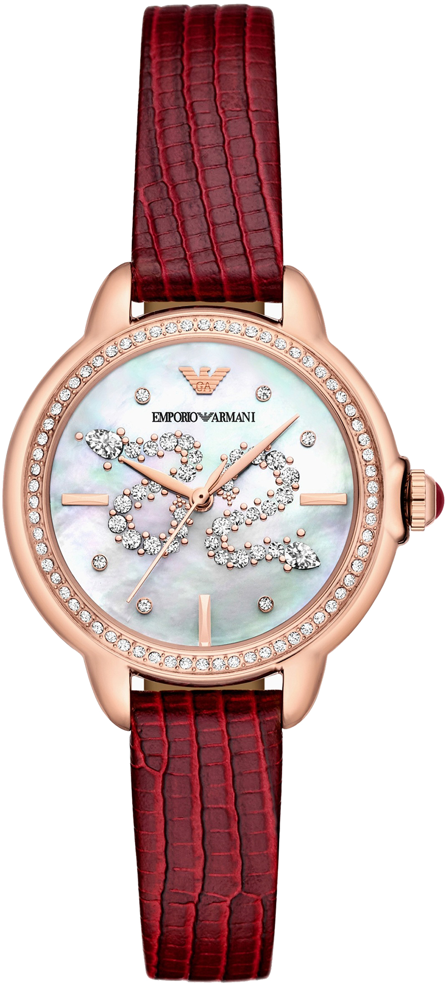 Emporio Armani Three-Hand Red Leather AR11646