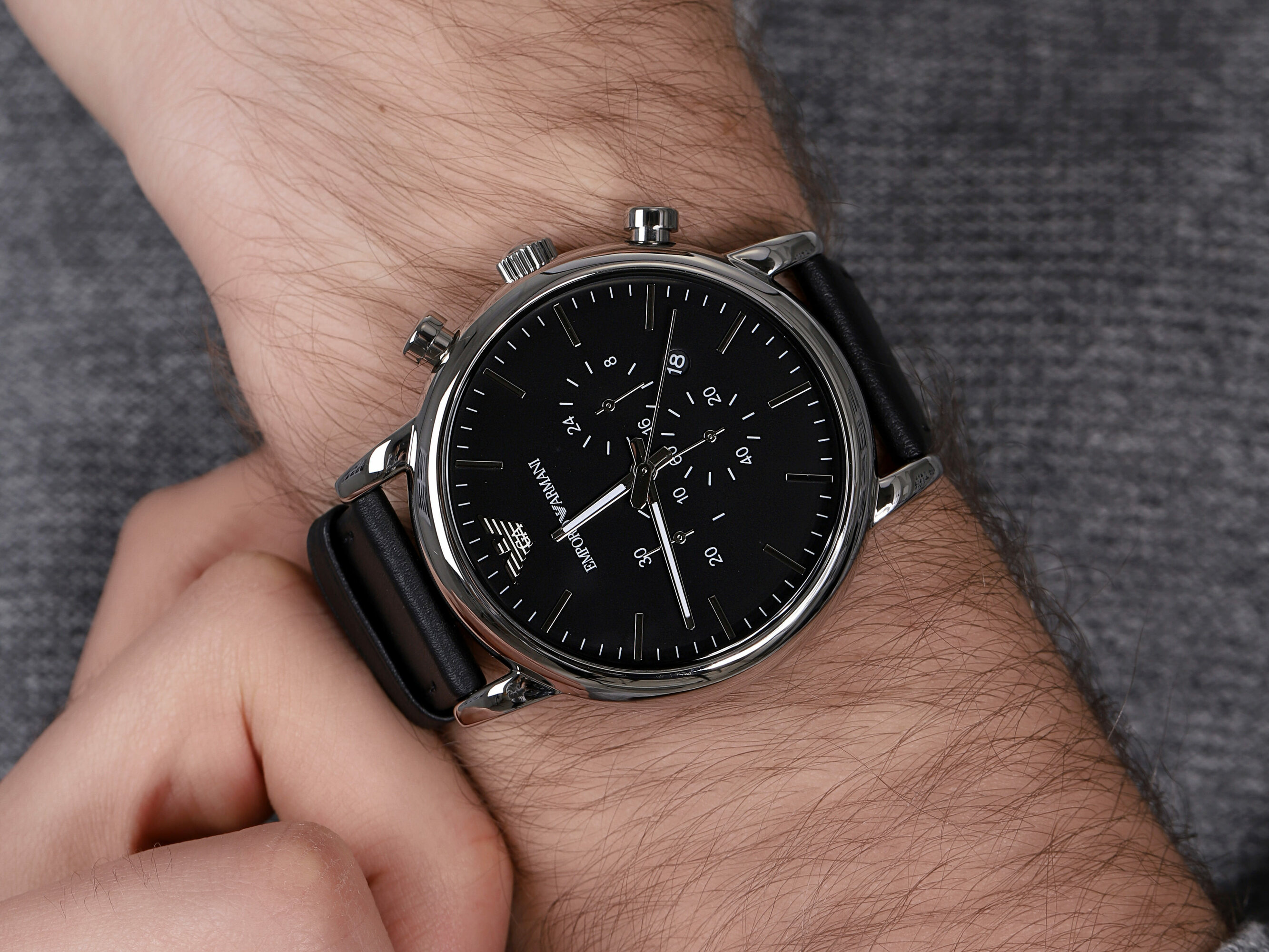 Emporio Armani AR1828 zegarek srebrny klasyczny Sports and Fashion pasek