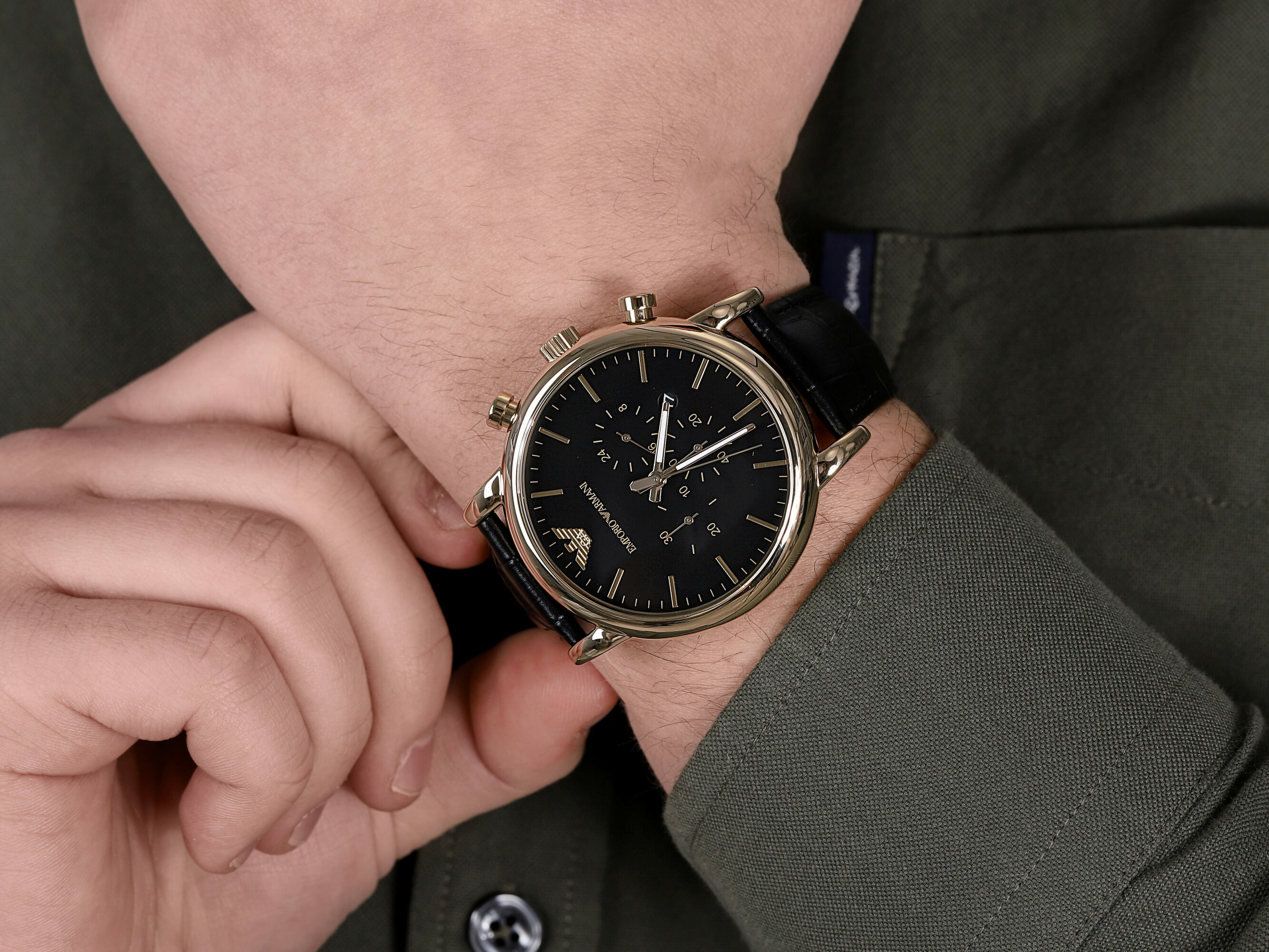 Emporio Armani AR1917 zegarek złoty klasyczny Sports and Fashion pasek - miniatura 4