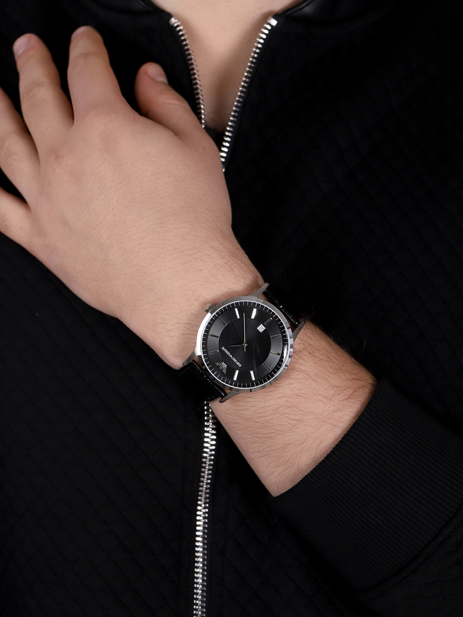 Emporio Armani AR2411 zegarek srebrny klasyczny Classics pasek - miniatura 3