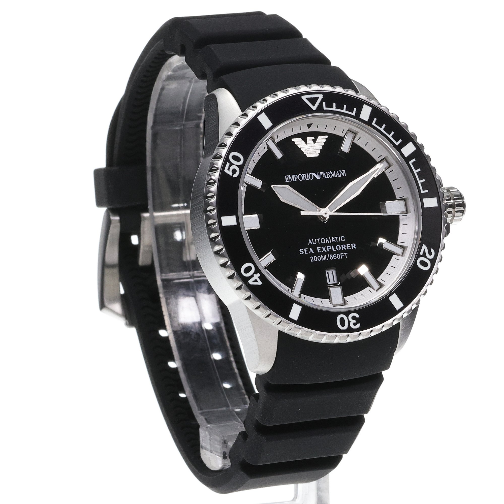 Emporio Armani AR60078 zegarek srebrny klasyczny Diver pasek - miniatura 3