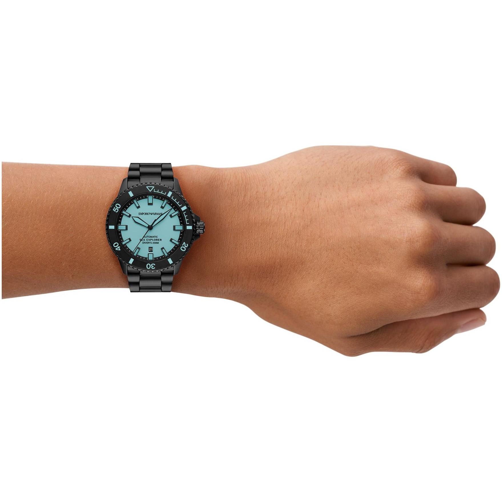 Emporio Armani AR60084 zegarek czarny klasyczny Diver bransoleta - miniatura 4
