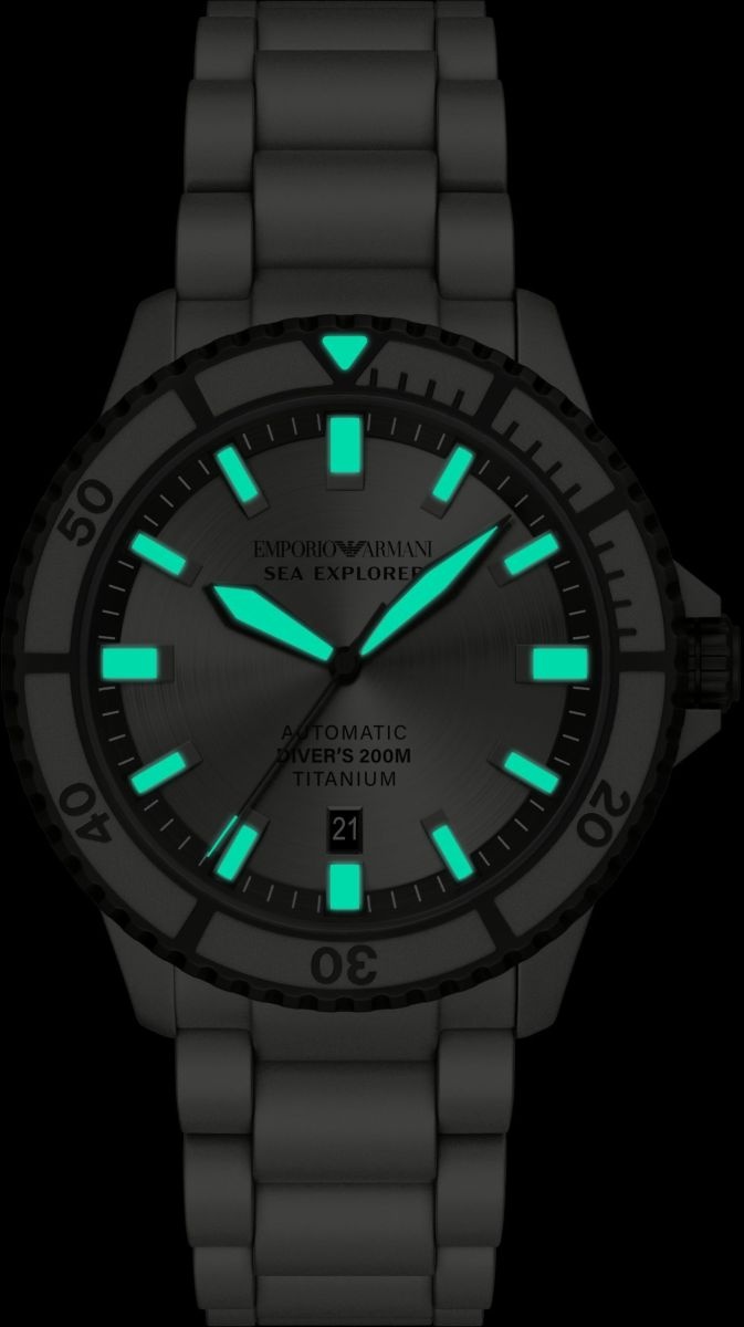 Emporio Armani AR60099 zegarek szary klasyczny Diver bransoleta - miniatura 5