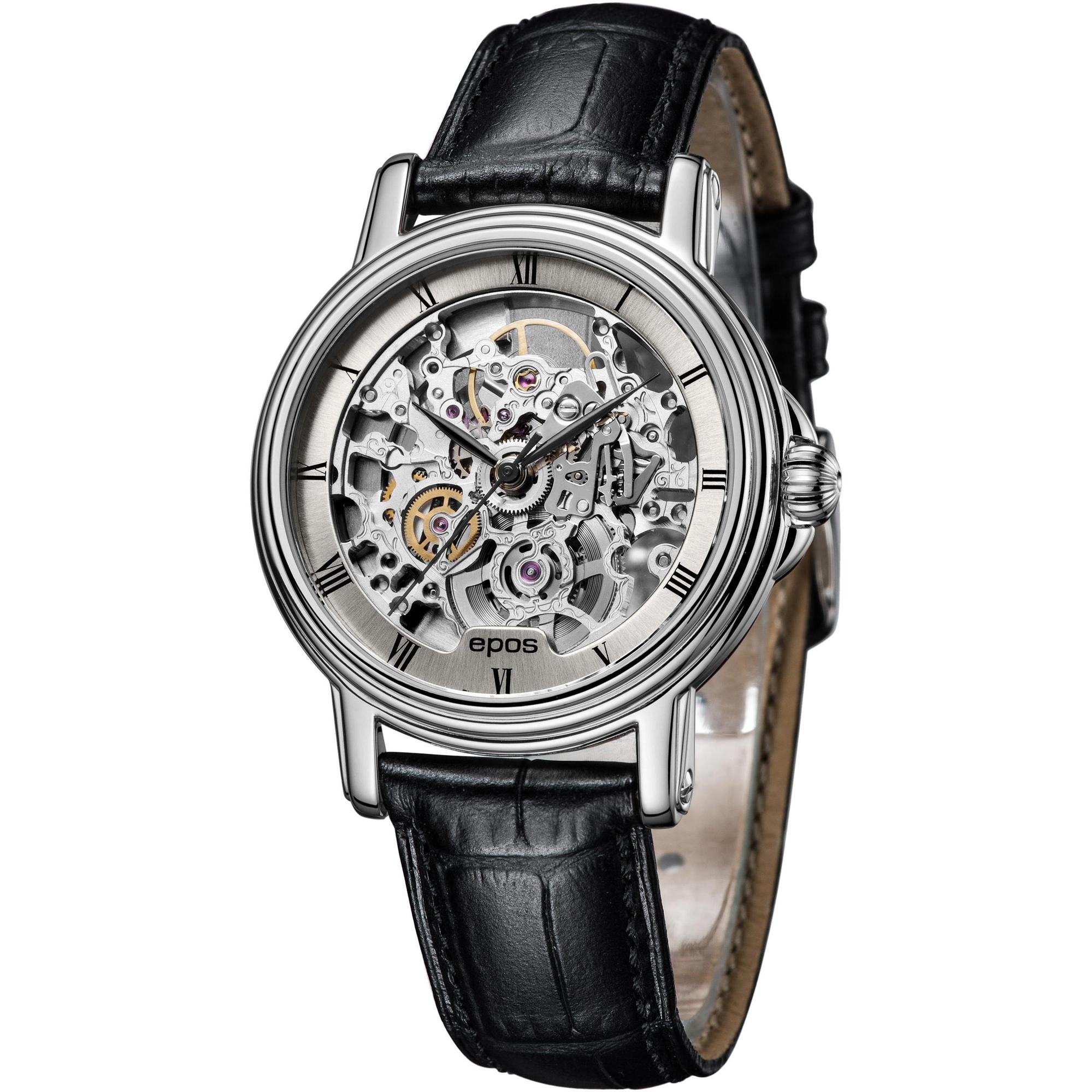 Epos 3336155202815 Timeless 3336 SK Classic Automatic Skeleton Timeless elegancki zegarek srebrny - miniatura 9