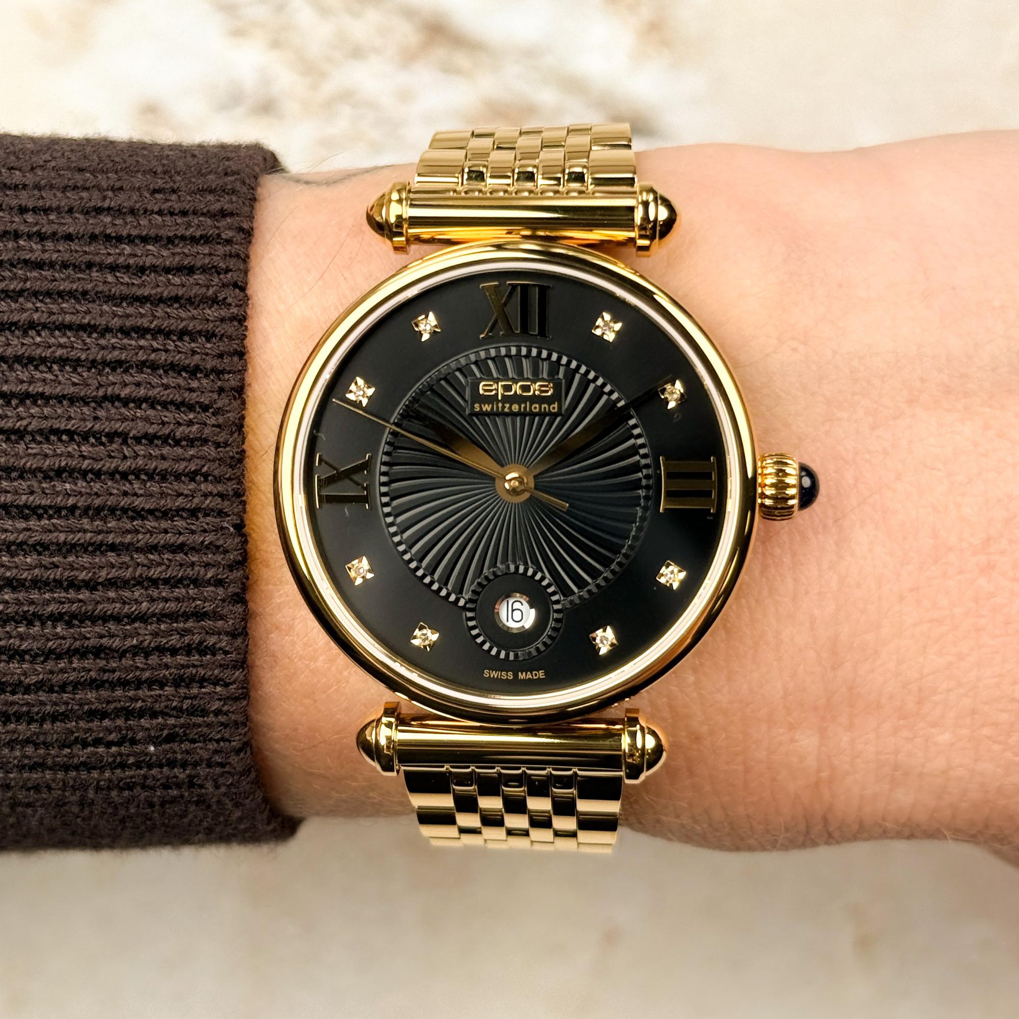 Epos 8000700229537 zegarek złoty elegancki Ladies bransoleta