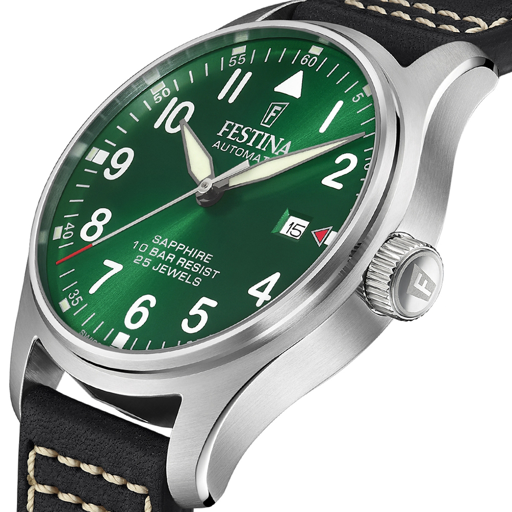 F20151-2 zegarek srebrny klasyczny Automatic pasek - miniatura 4