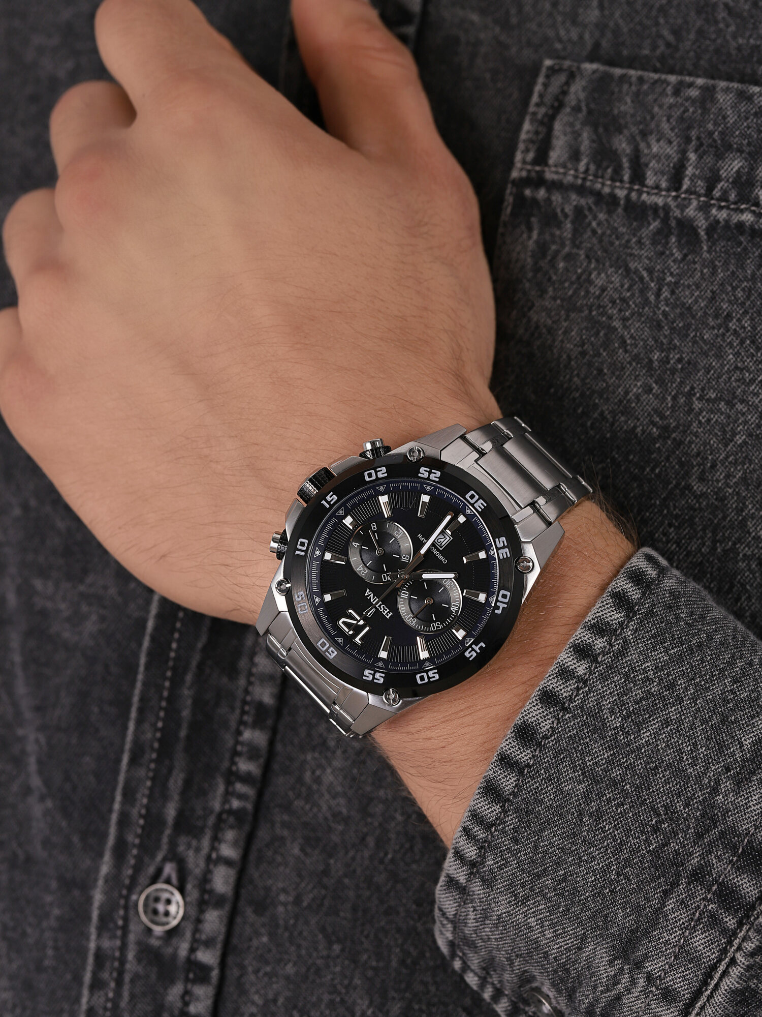 Festina F16680-2 Chronograf Chronograph zegarek męski klasyczny mineralne - miniatura 3