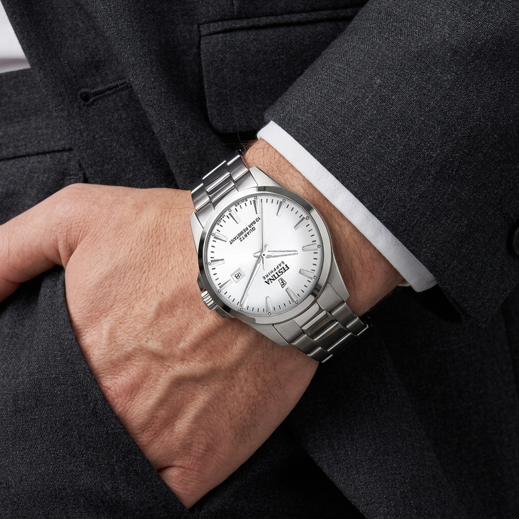 Festina F20024-2 zegarek srebrny klasyczny Classic bransoleta
