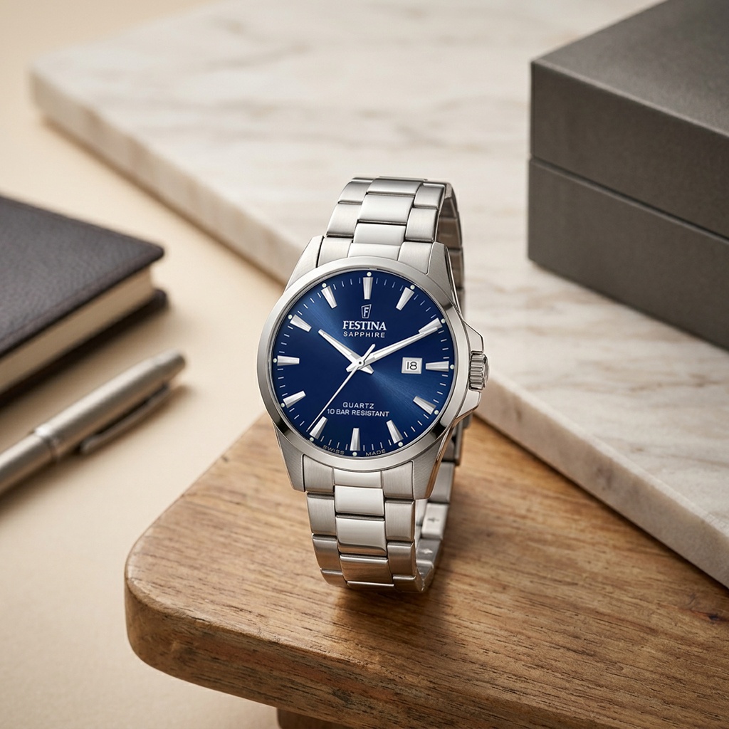 Festina F20024-3 zegarek srebrny klasyczny Classic bransoleta