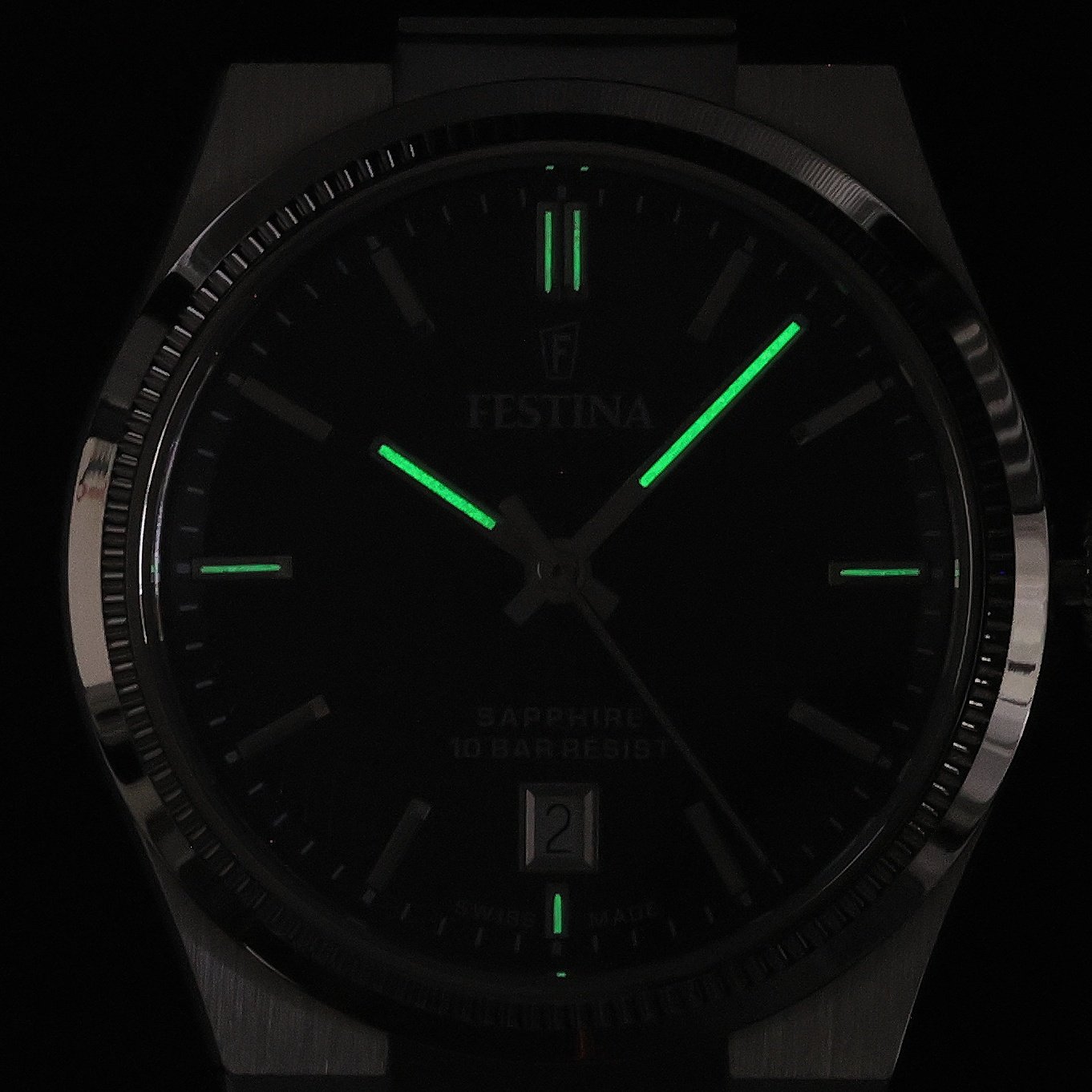 Festina F20051-4 zegarek srebrny klasyczny Swiss Made bransoleta