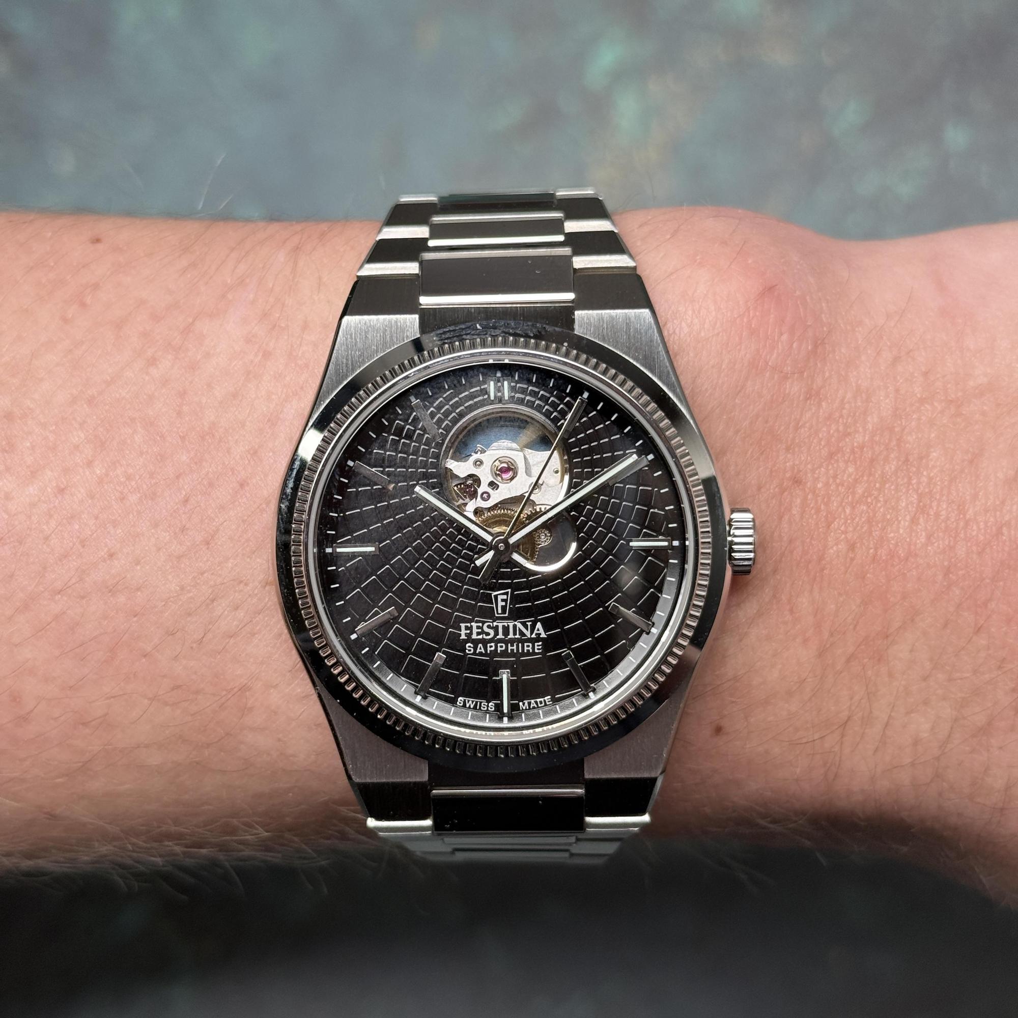 Festina F20053-4 Rive Swiss Made Automatic Swiss Made klasyczny zegarek srebrny - miniatura 9