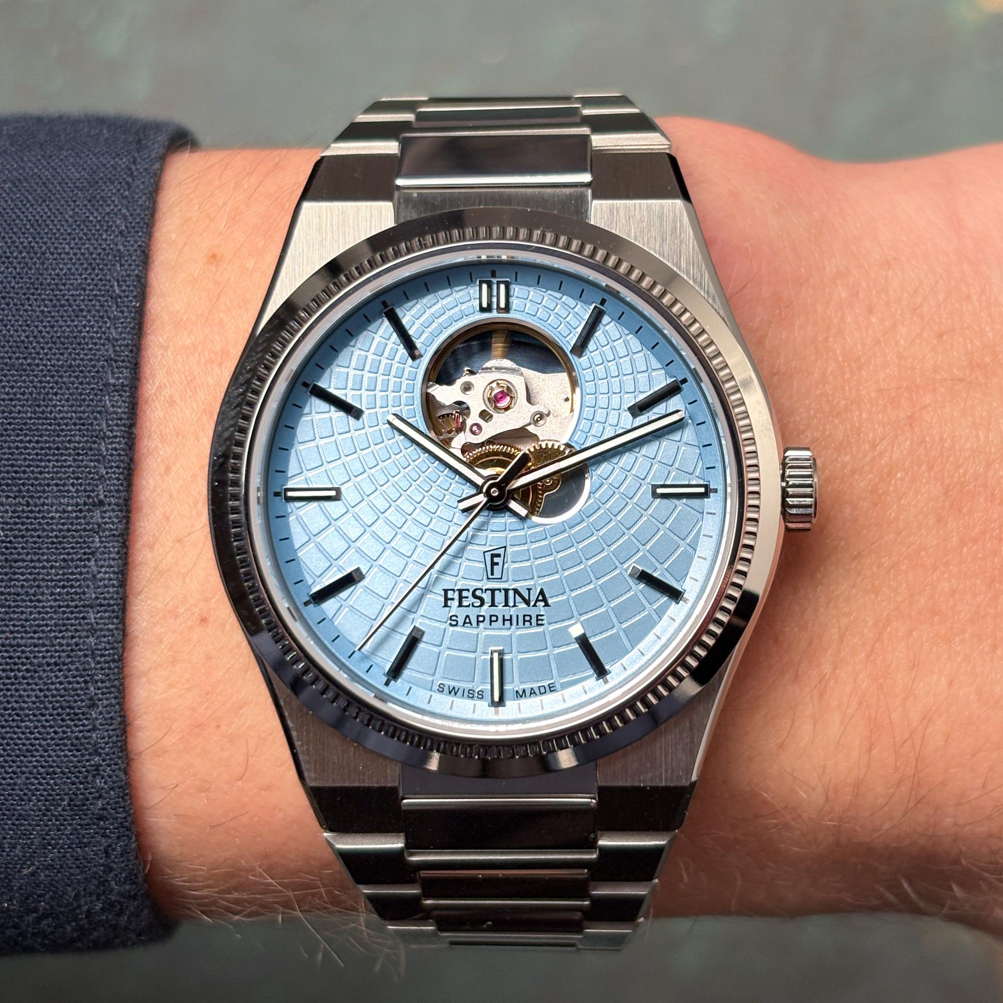 Festina F20053-5 zegarek srebrny klasyczny Swiss Made bransoleta - miniatura 9